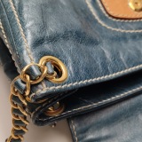 Prada Vitelloshine Chain Shoulder Bag Leather Navy — thumbnail 12