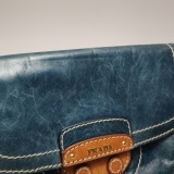 Prada Vitelloshine Chain Shoulder Bag Leather Navy — thumbnail 17