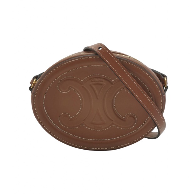Celine Triomphe Oval Crossbody Bag Leather Mini — pre-owned, Vierlot