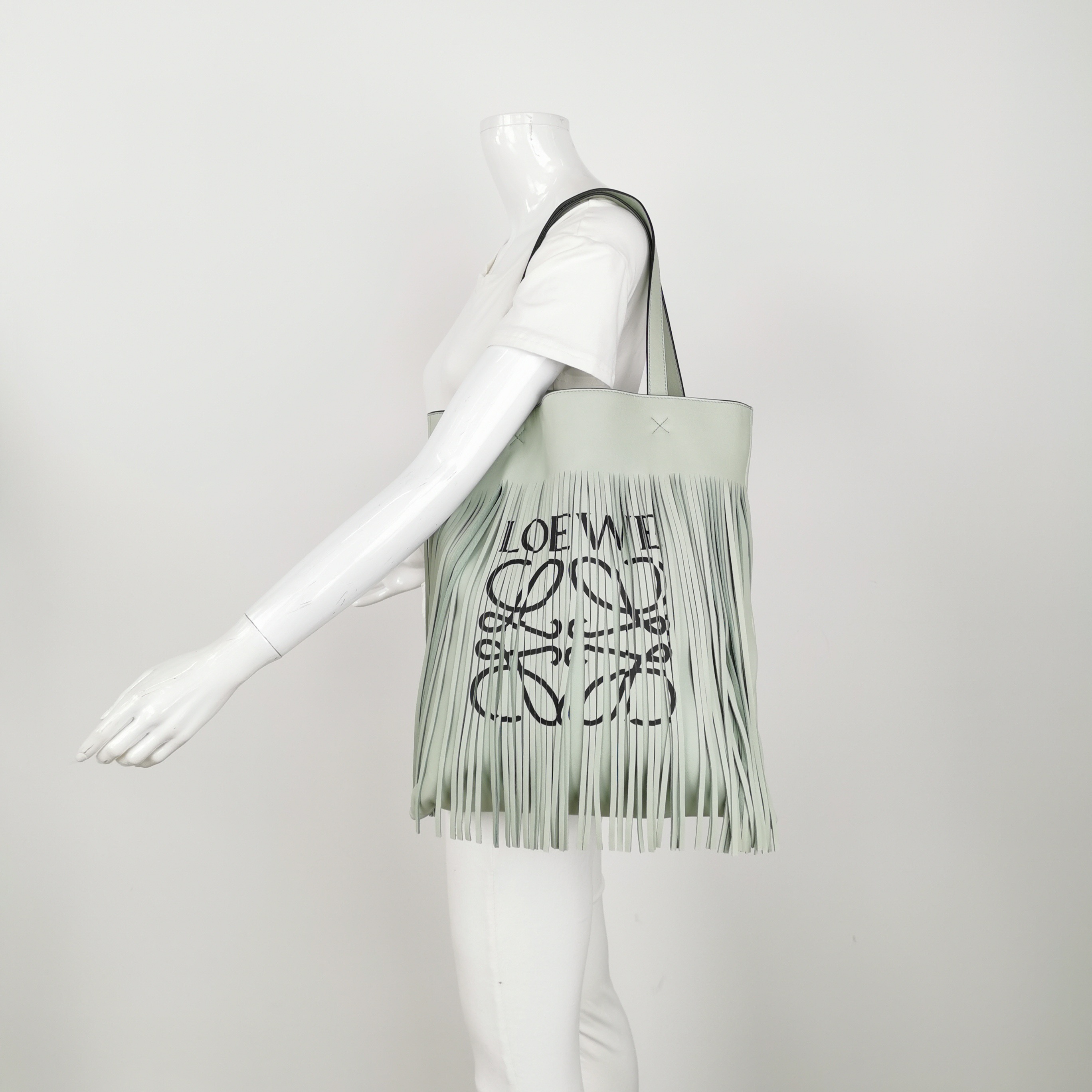 Loewe Vertical Logo Fringe Tote Printed Leather — alternate view