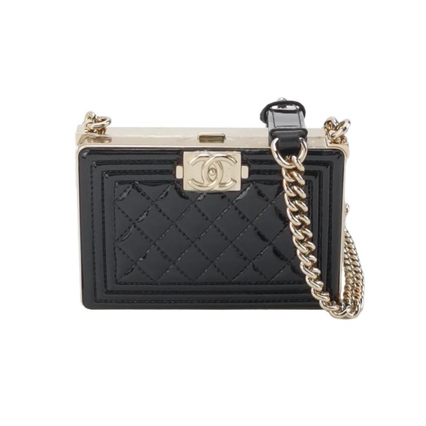 Chanel Boy Chain Box Minaudiere Quilted Patent — pre-owned, Vierlot