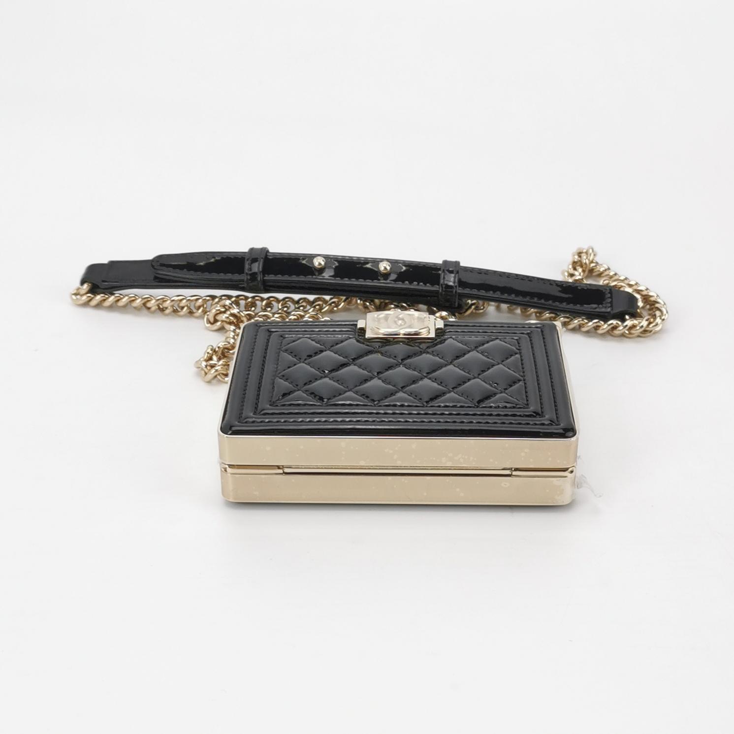 Chanel Boy Chain Box Minaudiere Quilted Patent — photo 6 of 13