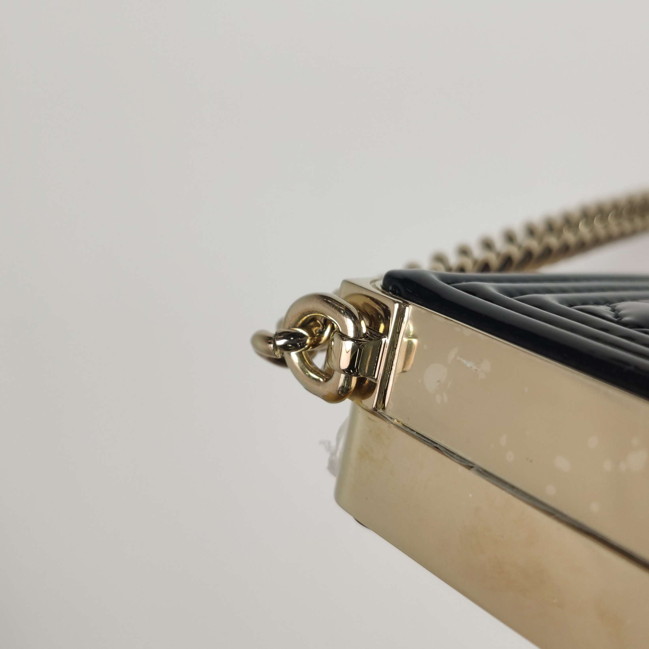 Chanel Boy Chain Box Minaudiere Quilted Patent — photo 10 of 13