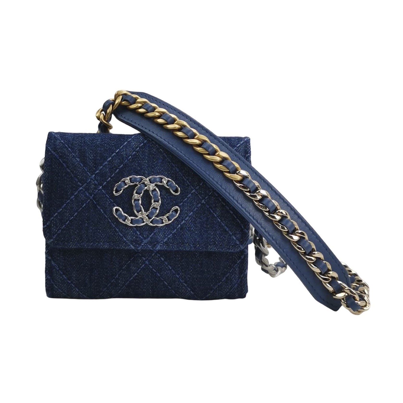 Chanel 19 Clutch With Chain Quilted Cowhide leather And Denim — photo 1 of 16