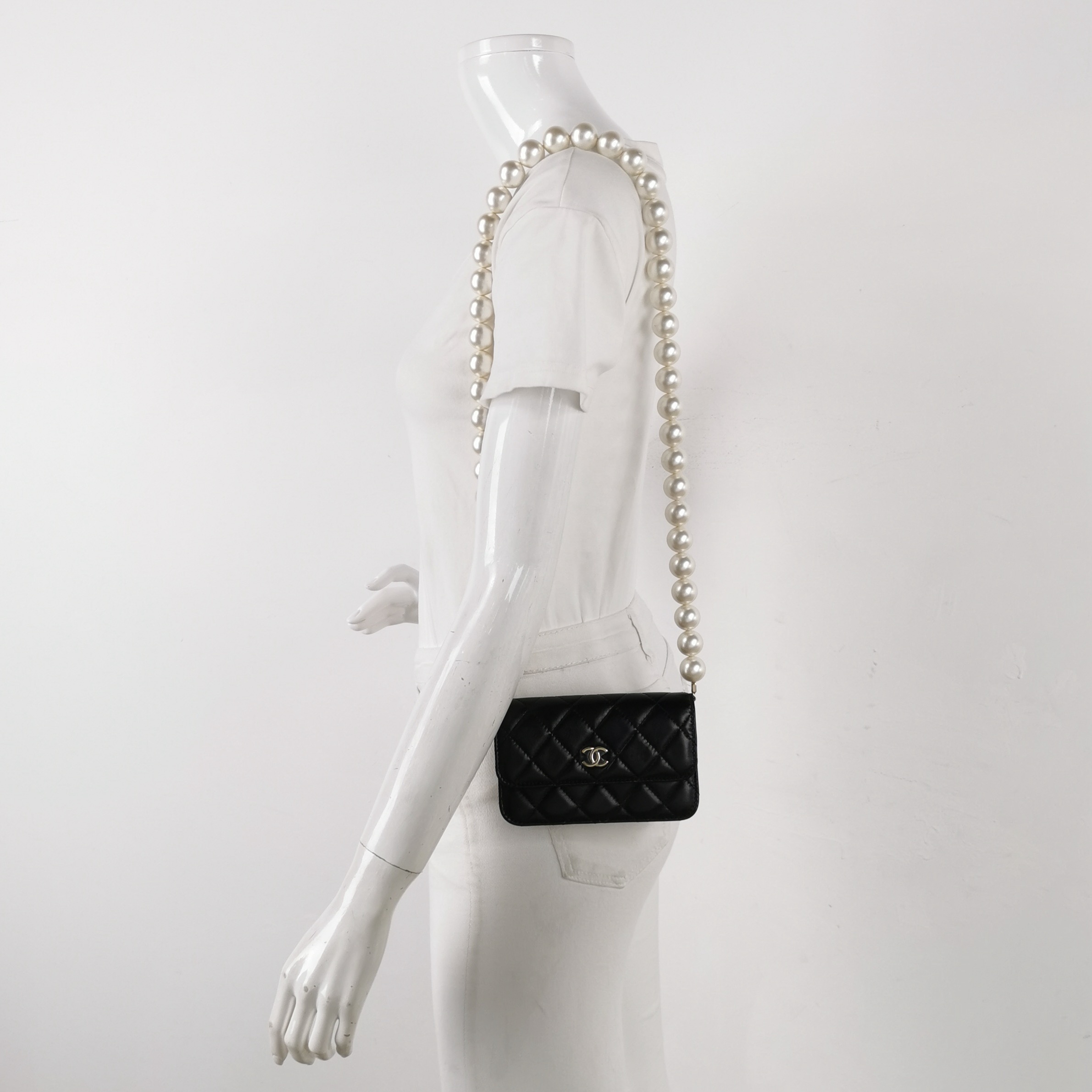 Chanel Pearl Strap CC Wallet on Chain Quilted Calfskin — alternate view