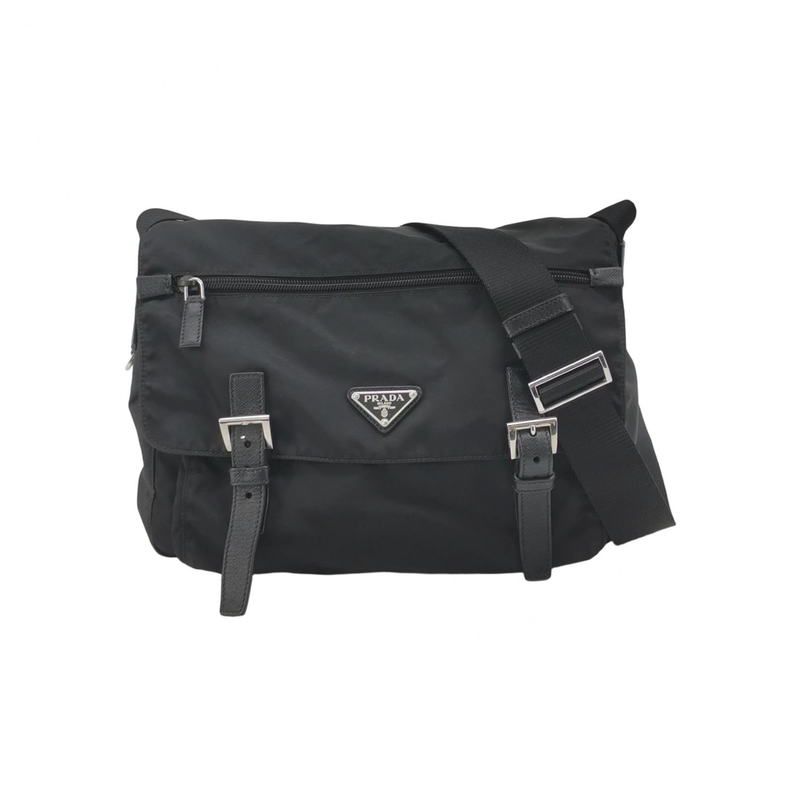 Prada Double Buckle Flap Messenger Bag Cowhide leather And Re-Nylon — photo 1 of 21