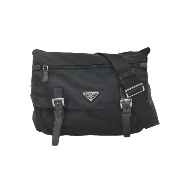 Prada Double Buckle Flap Messenger Bag Cowhide leather And Re-Nylon — pre-owned, Vierlot