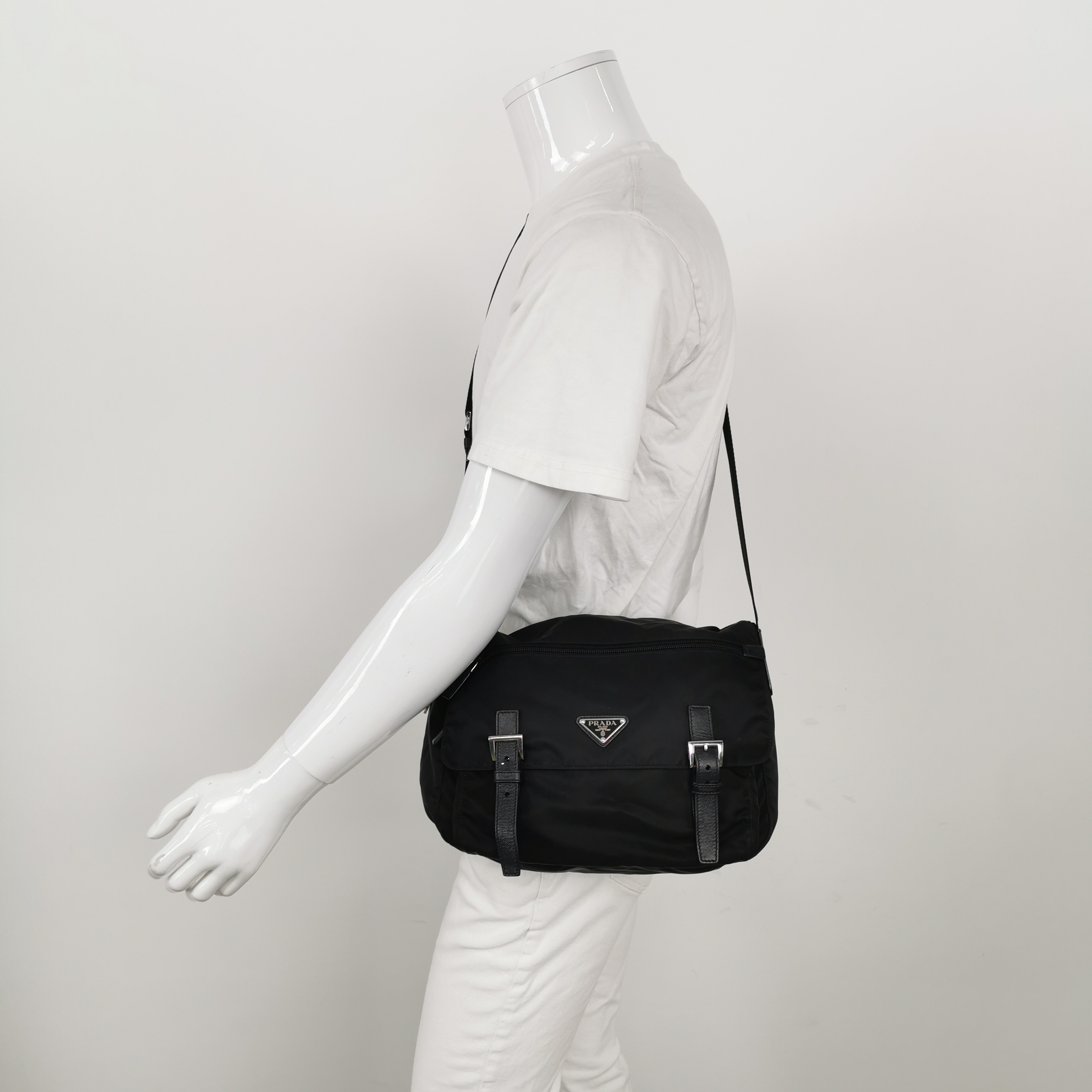 Prada Double Buckle Flap Messenger Bag Cowhide leather And Re-Nylon — alternate view