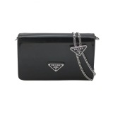 Prada Triangle Logo Chain Flap Bag Brushed Leather Small — thumbnail 1