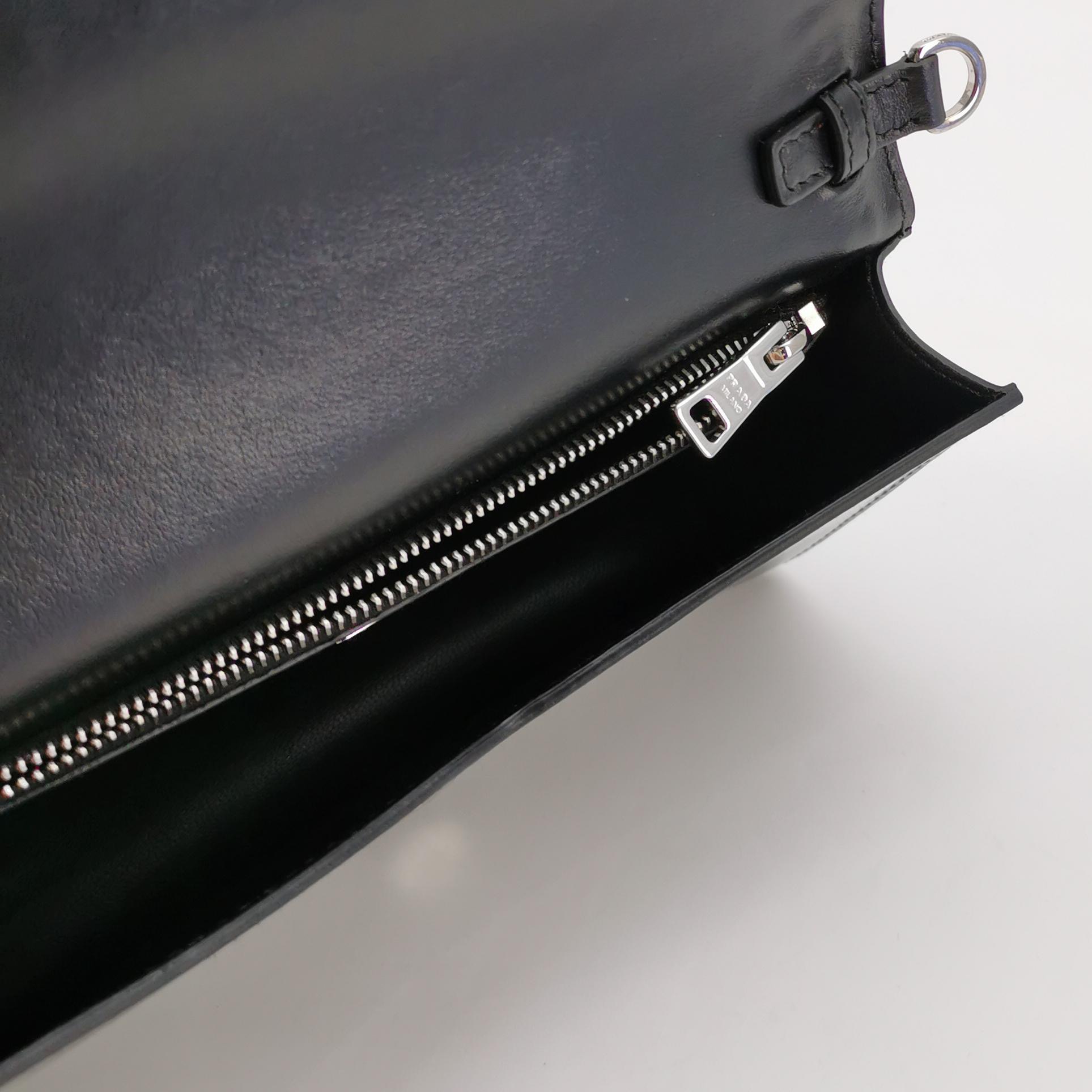 Prada Triangle Logo Chain Flap Bag Brushed Leather Small — photo 8 of 25