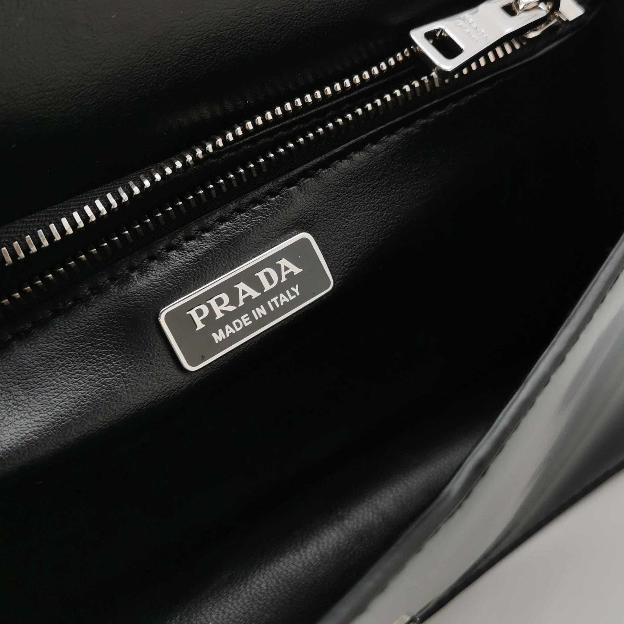 Prada Triangle Logo Chain Flap Bag Brushed Leather Small — photo 9 of 25