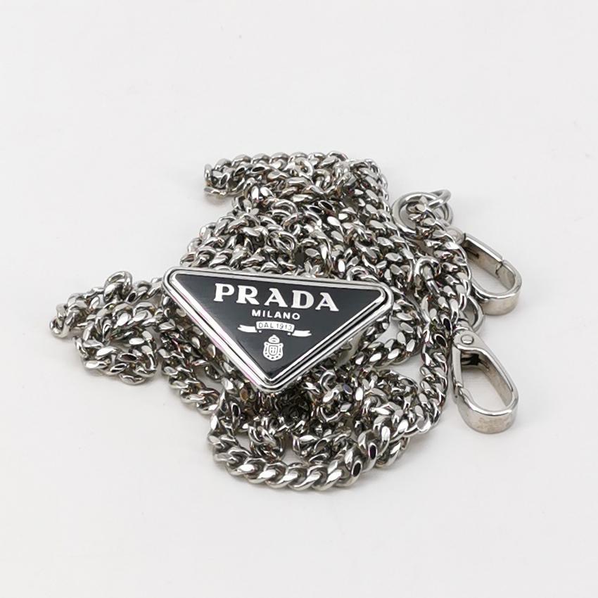 Prada Triangle Logo Chain Flap Bag Brushed Leather Small — photo 7 of 25