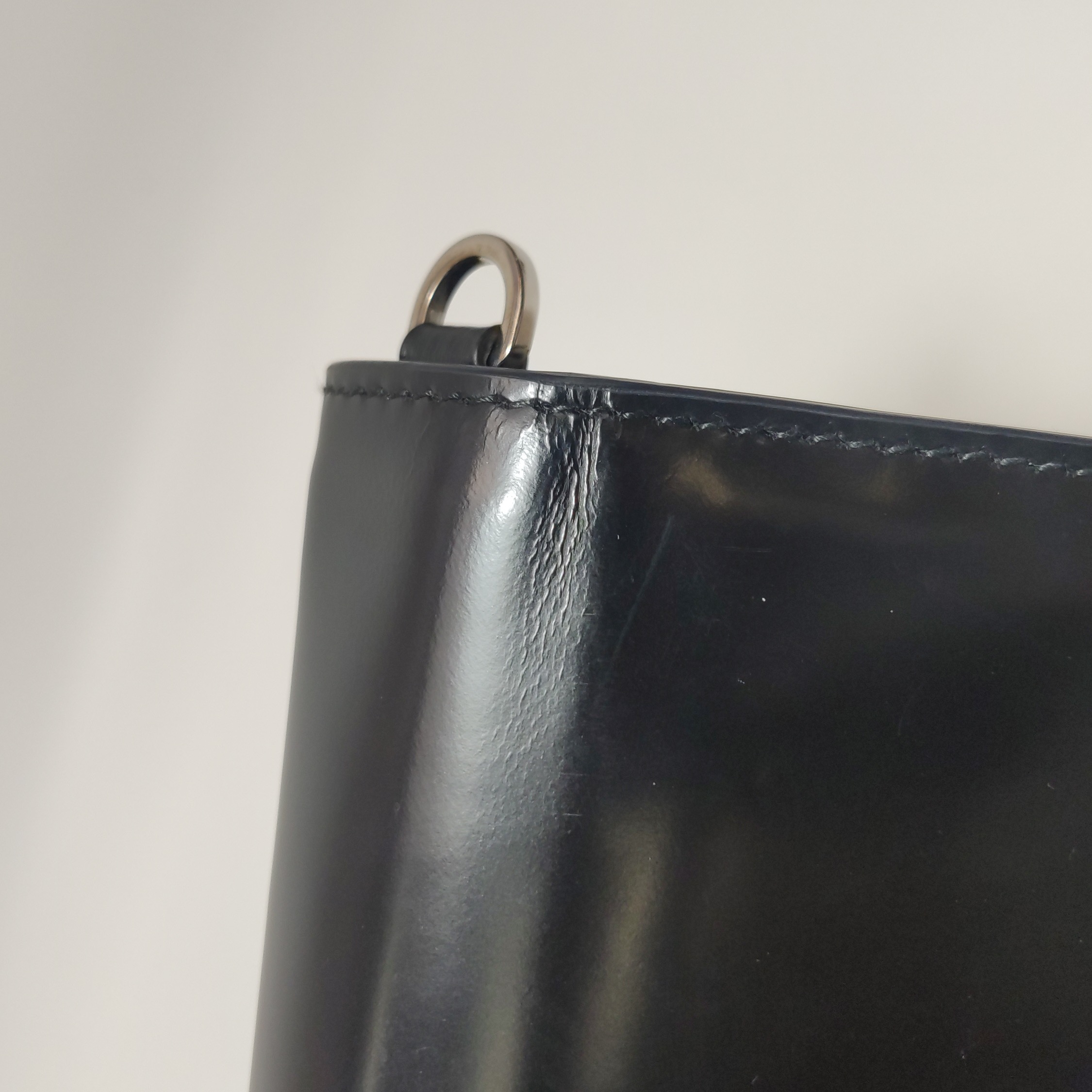 Prada Triangle Logo Chain Flap Bag Brushed Leather Small — photo 11 of 25