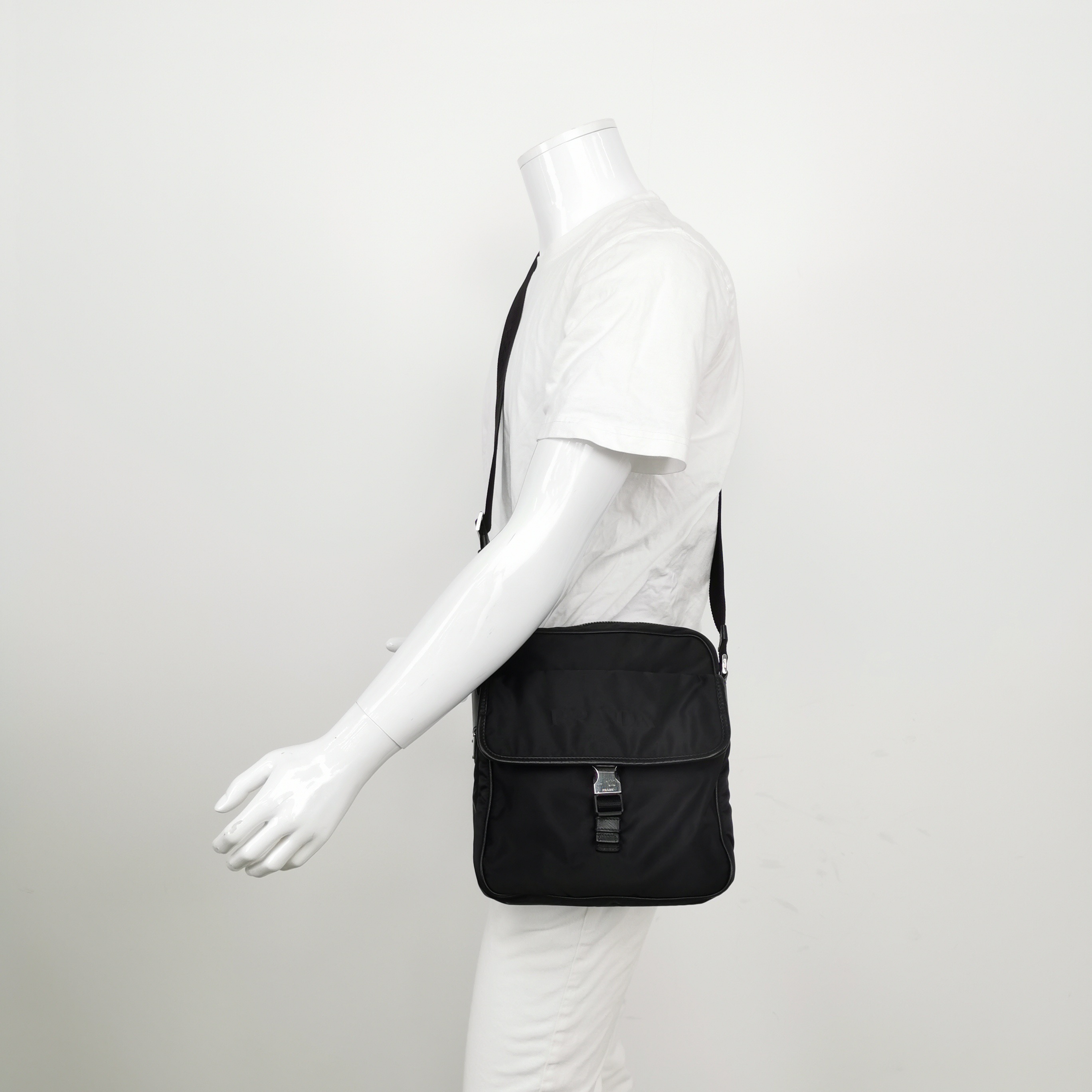 Prada Buckle Messenger Bag Tessuto — alternate view