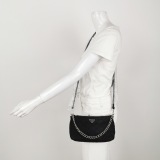 Prada Chain Zip Shoulder Bag Quilted Tessuto Small — thumbnail 2