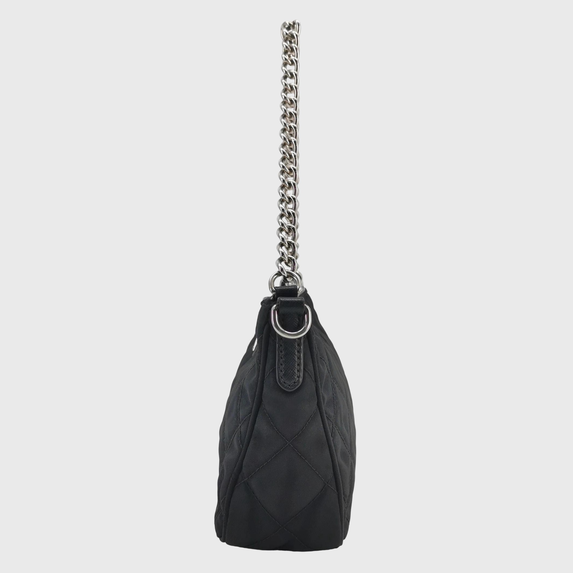 Prada Chain Zip Shoulder Bag Quilted Tessuto Small — photo 4 of 20