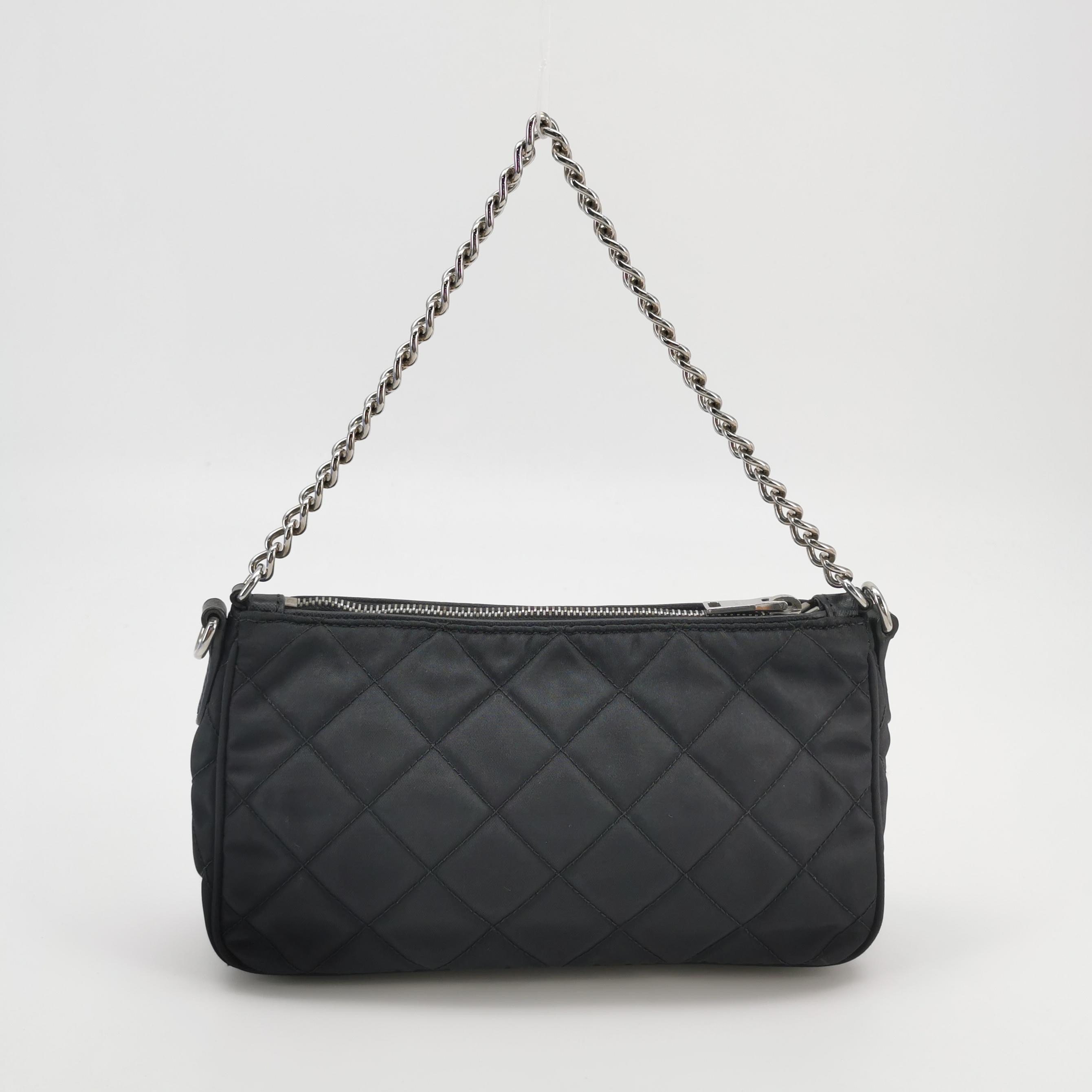 Prada Chain Zip Shoulder Bag Quilted Tessuto Small — photo 3 of 20