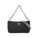 Prada Chain Zip Shoulder Bag Quilted Tessuto Small — thumbnail 1