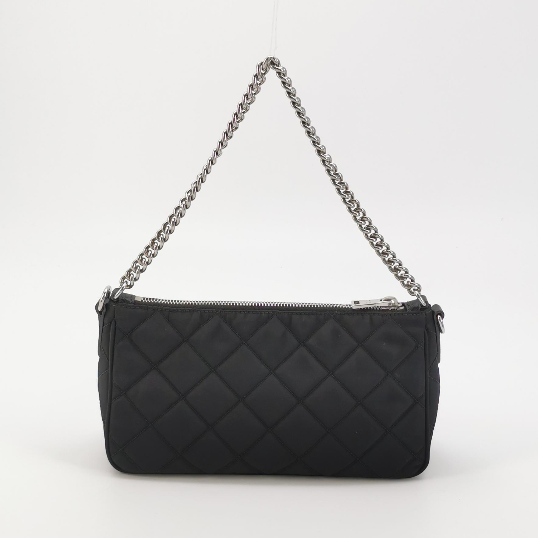 Prada Chain Zip Shoulder Bag Quilted Tessuto Small — photo 3 of 15
