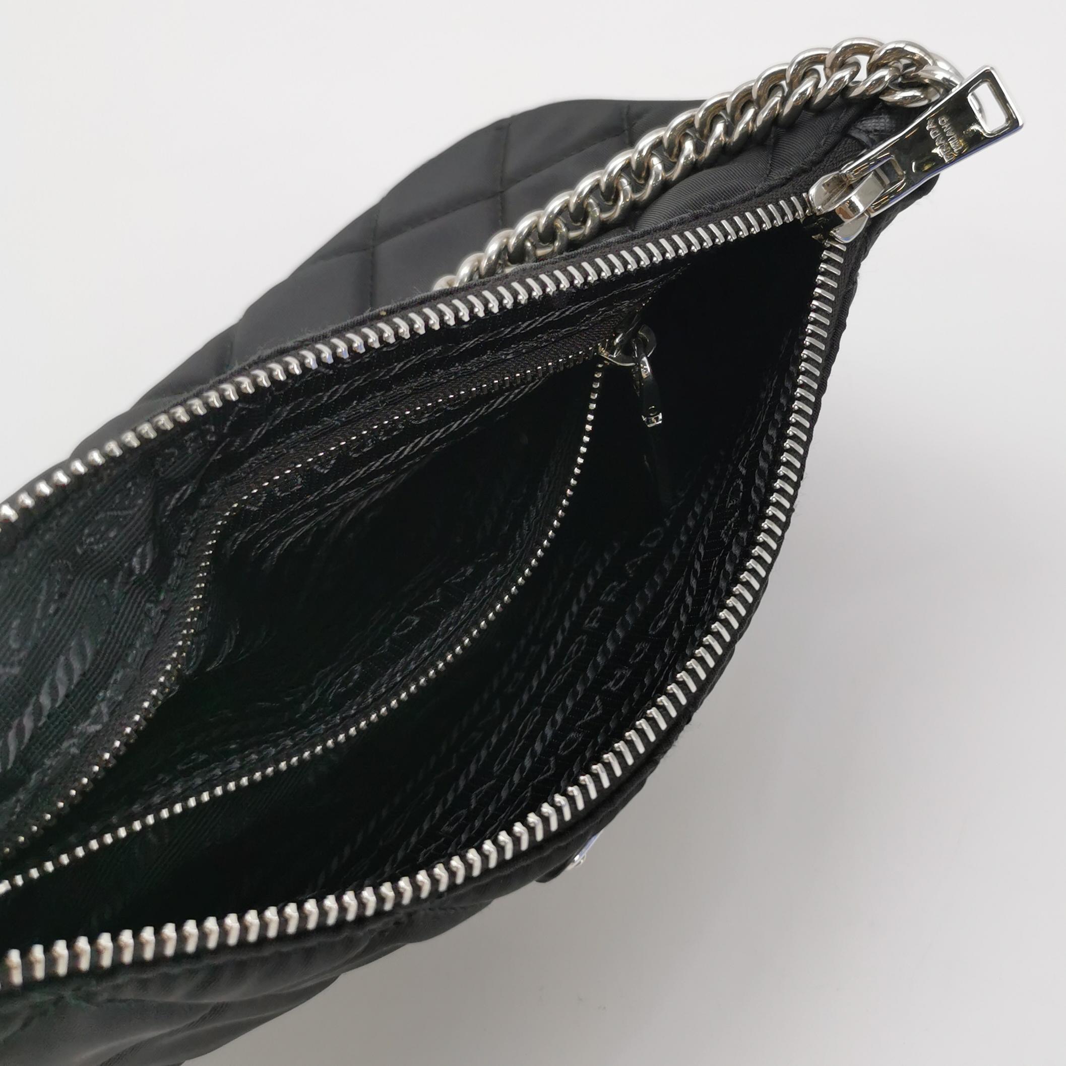 Prada Chain Zip Shoulder Bag Quilted Tessuto Small — photo 7 of 15