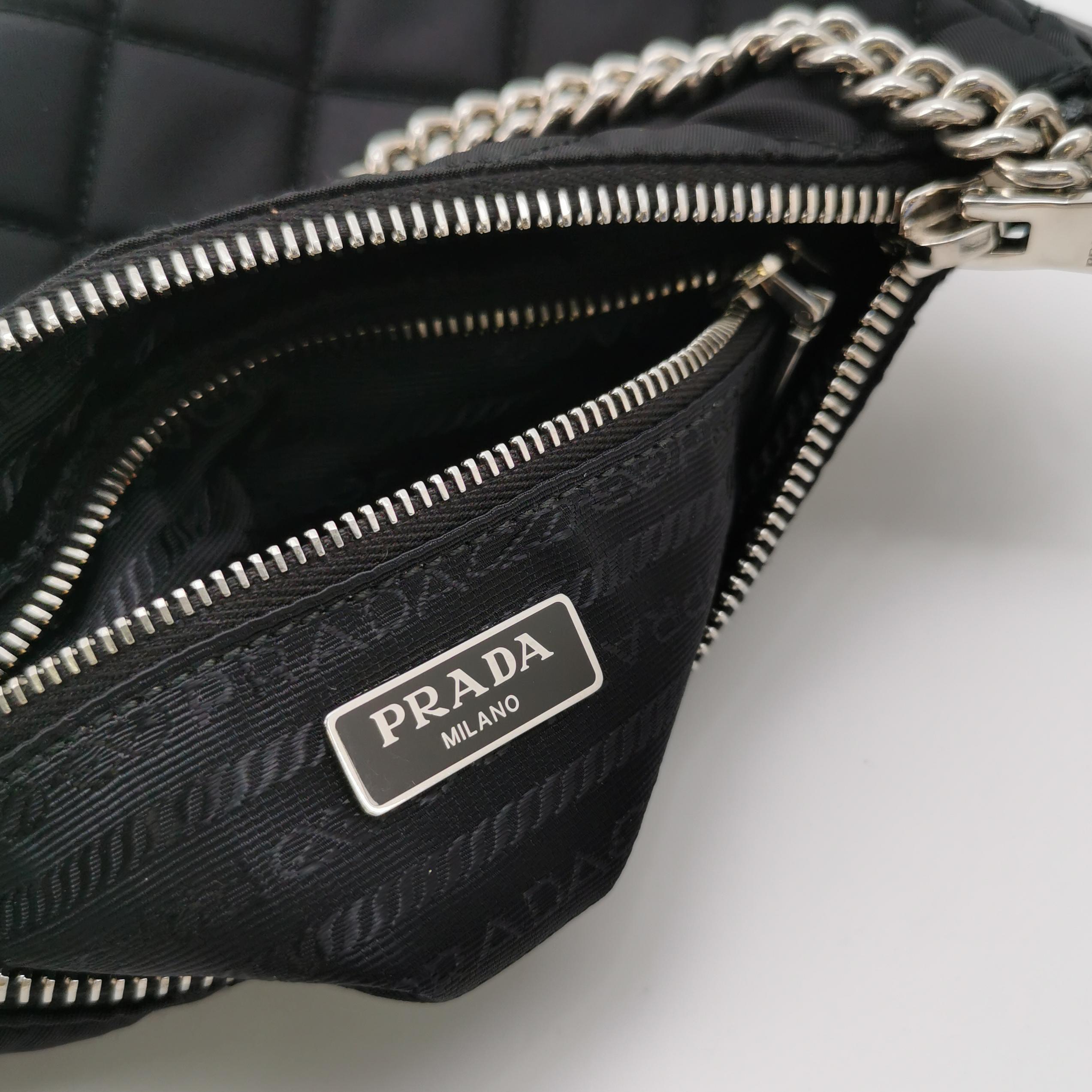 Prada Chain Zip Shoulder Bag Quilted Tessuto Small — photo 8 of 15