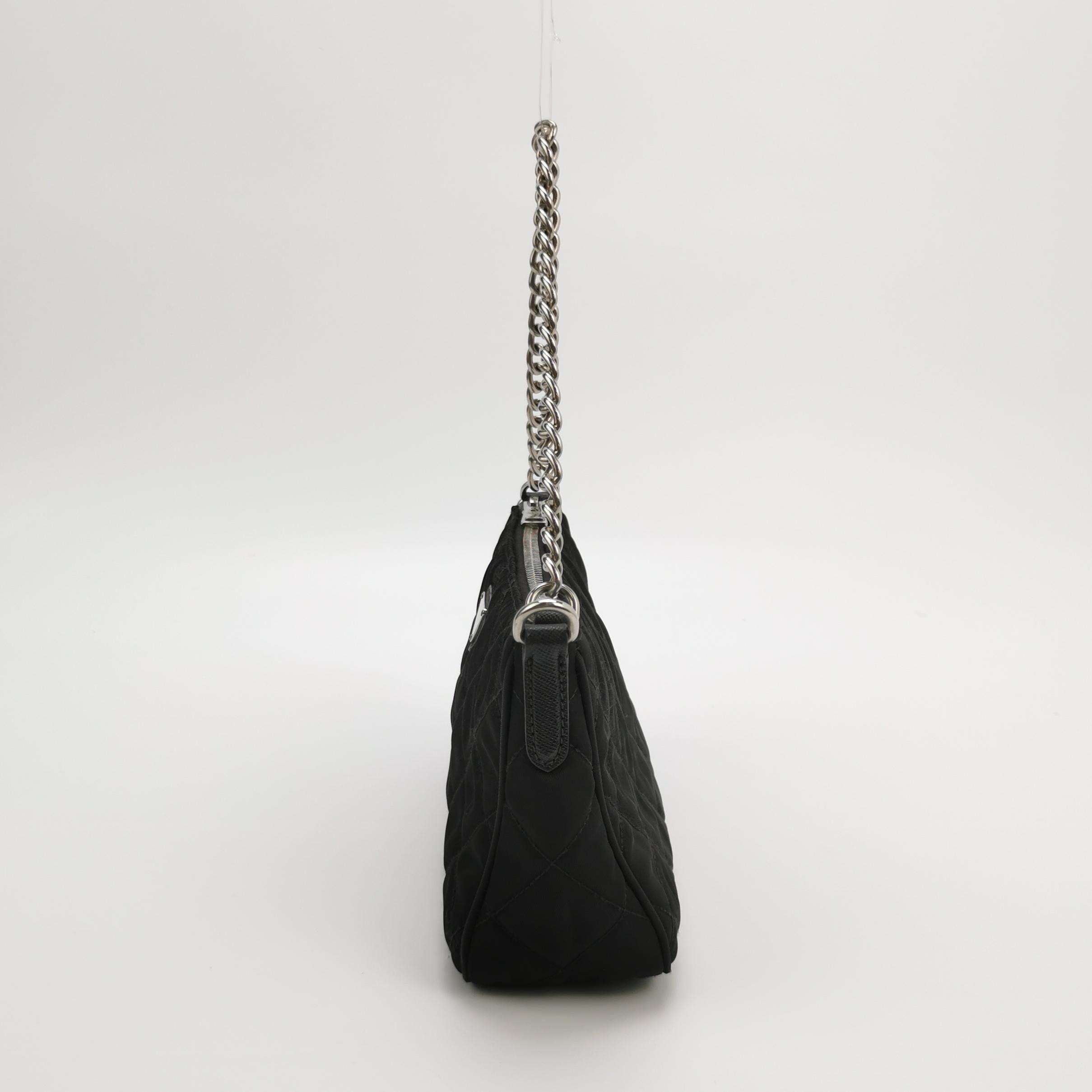 Prada Chain Zip Shoulder Bag Quilted Tessuto Small — photo 4 of 19