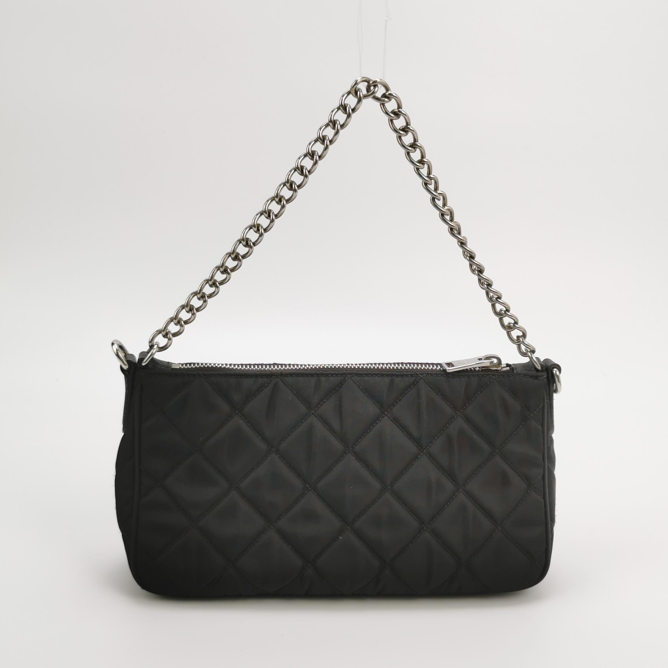 Prada Chain Zip Shoulder Bag Quilted Tessuto Small — photo 3 of 19