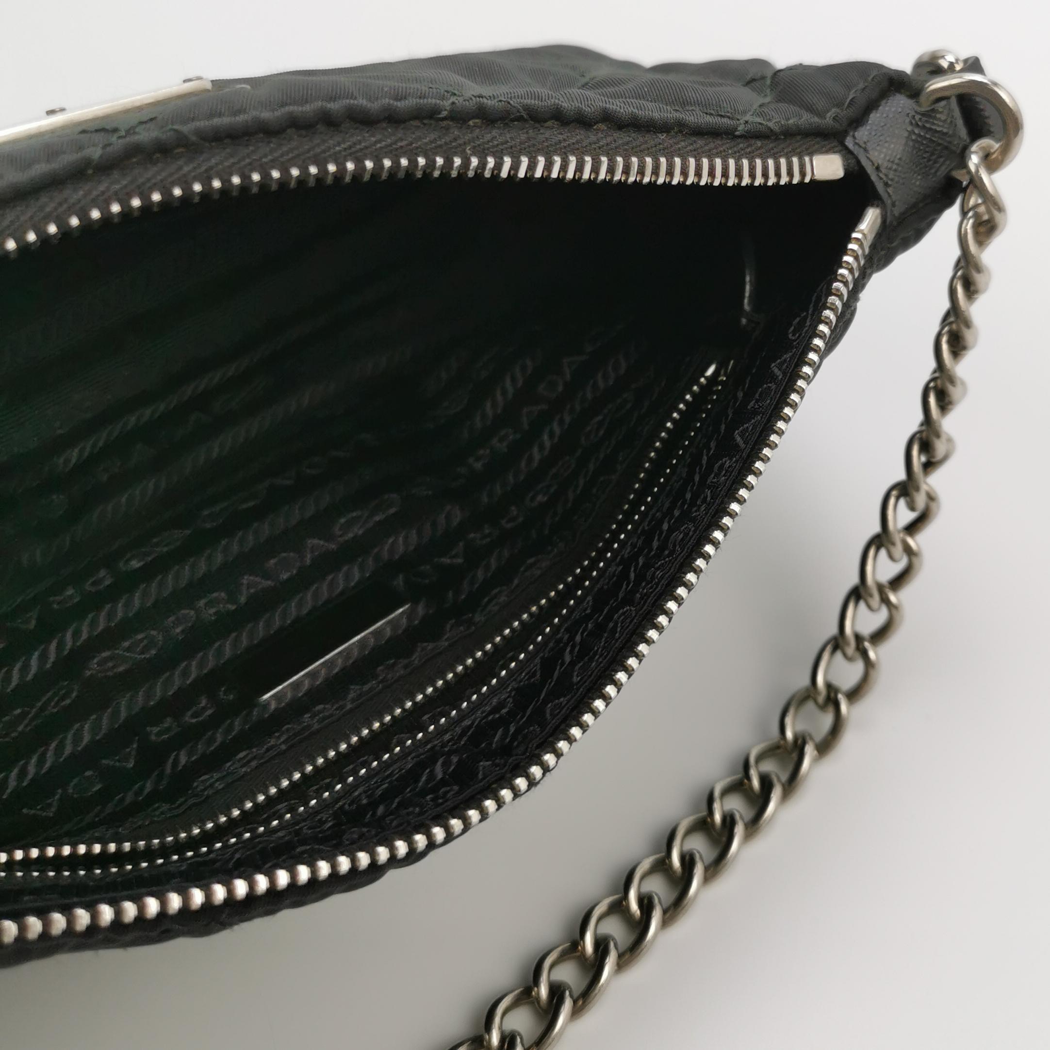 Prada Chain Zip Shoulder Bag Quilted Tessuto Small — photo 7 of 19