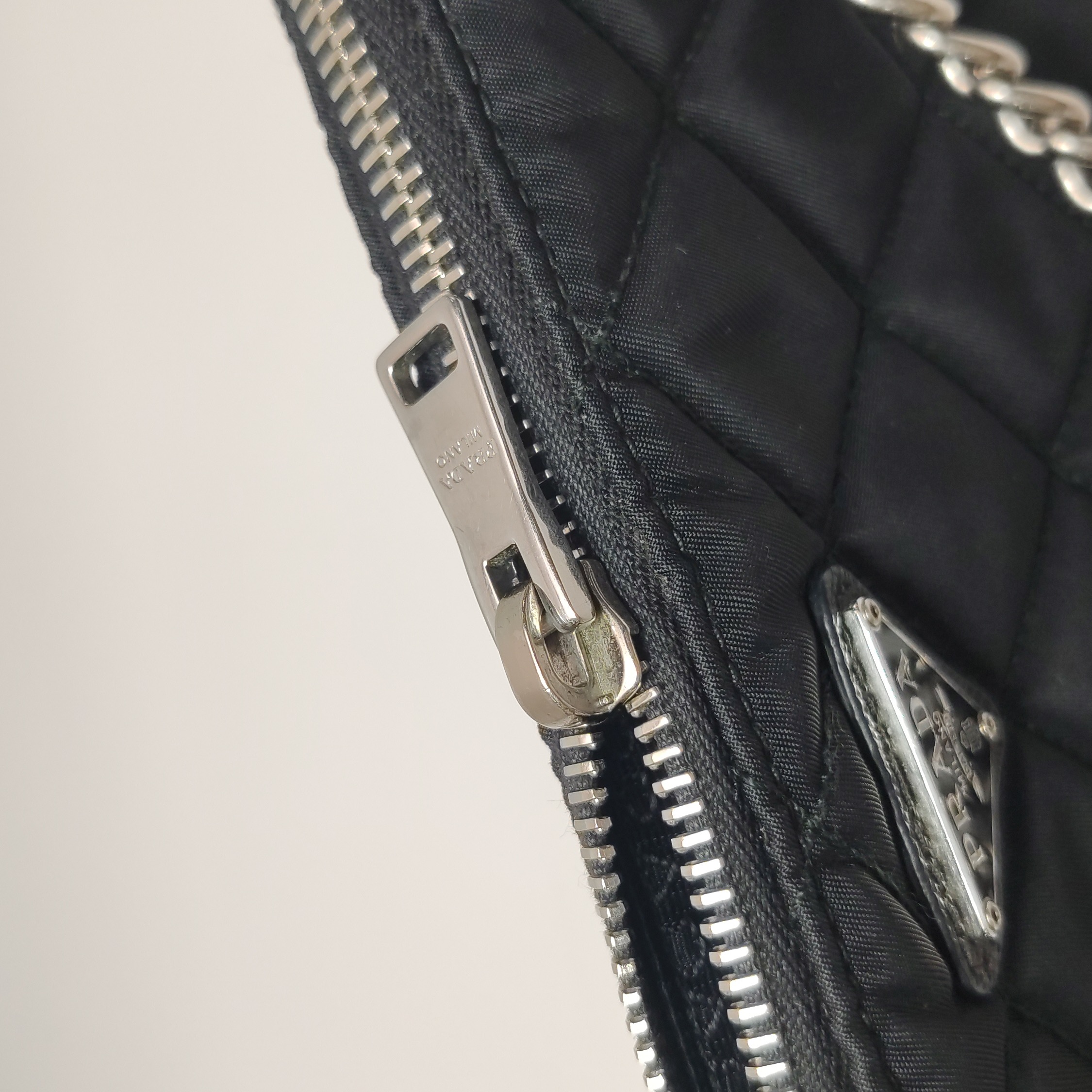 Prada Chain Zip Shoulder Bag Quilted Tessuto Small — photo 13 of 19