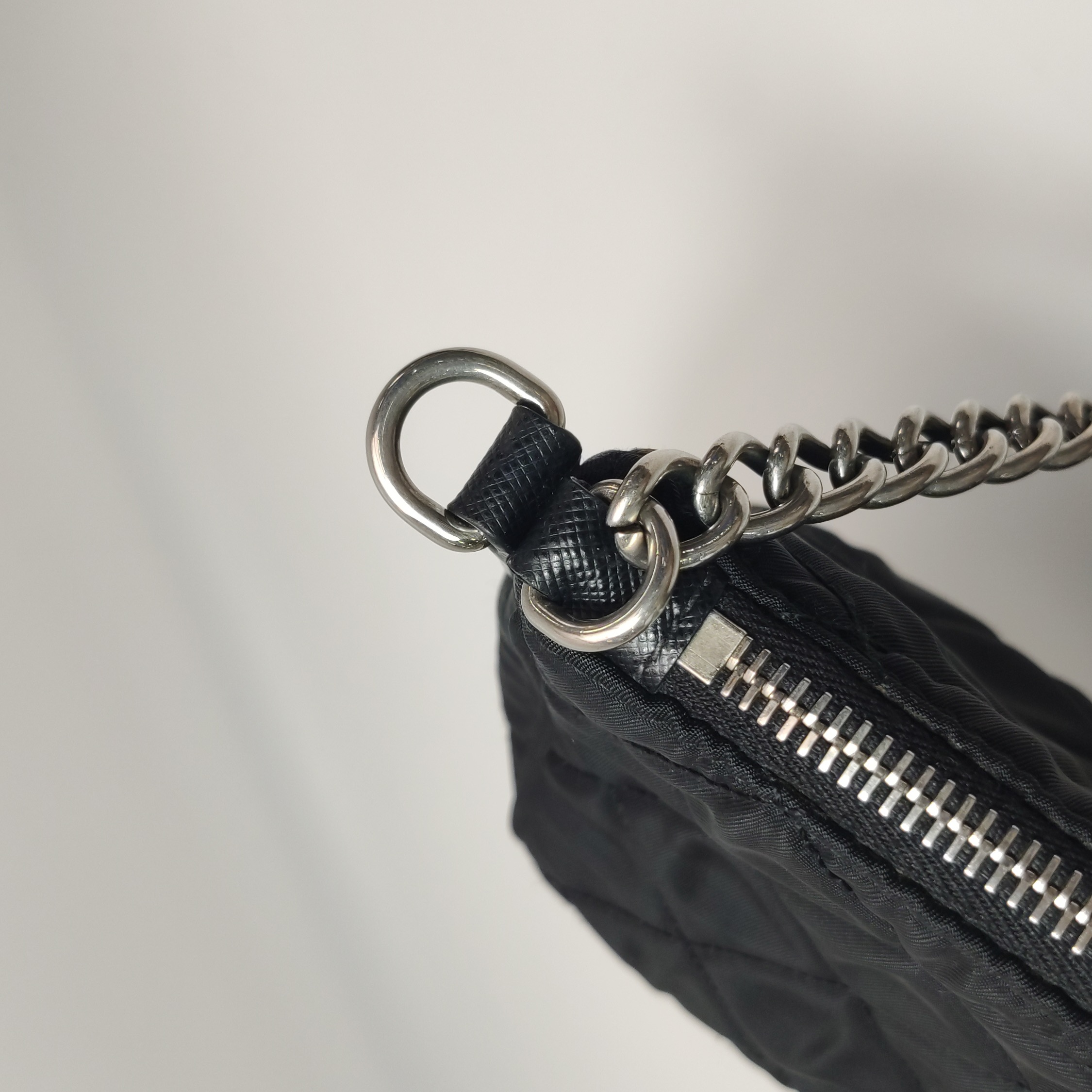 Prada Chain Zip Shoulder Bag Quilted Tessuto Small — photo 10 of 19
