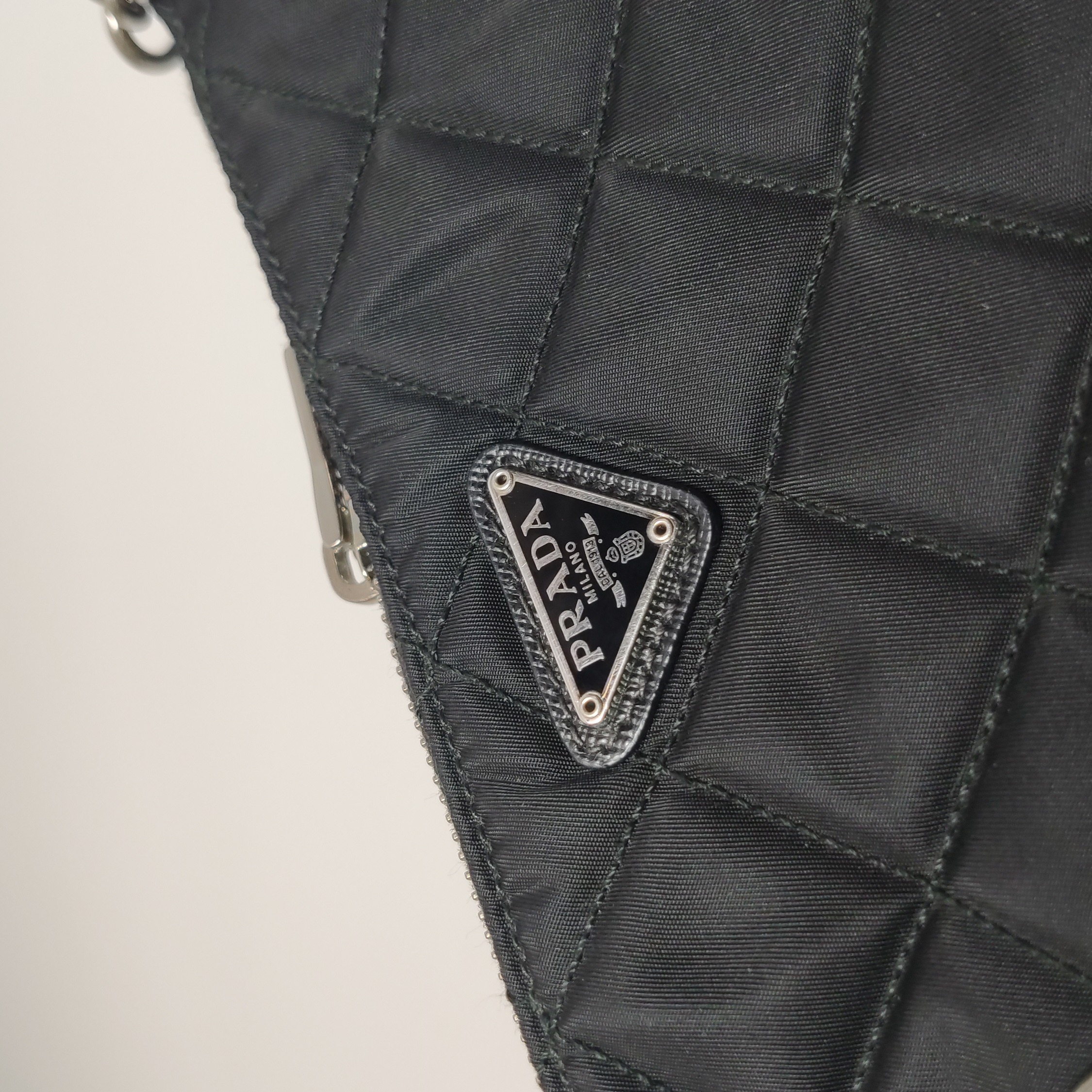 Prada Chain Zip Shoulder Bag Quilted Tessuto Small — photo 9 of 19