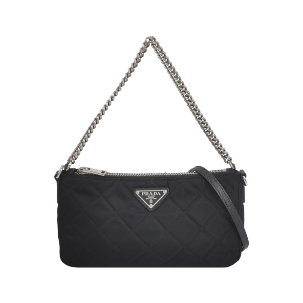 Prada Chain Zip Shoulder Bag Quilted Tessuto Small — pre-owned, Vierlot