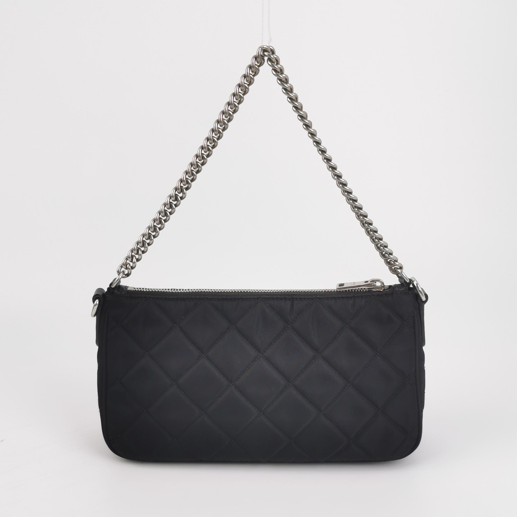 Prada Chain Zip Shoulder Bag Quilted Tessuto Small — photo 3 of 20