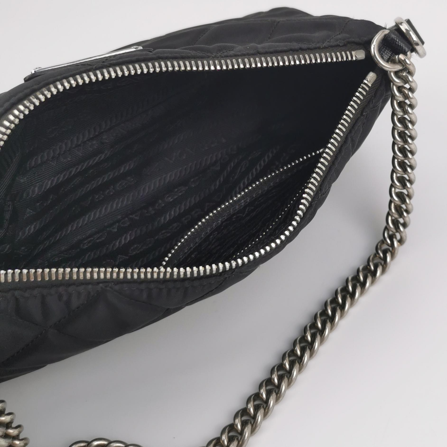 Prada Chain Zip Shoulder Bag Quilted Tessuto Small — photo 7 of 20