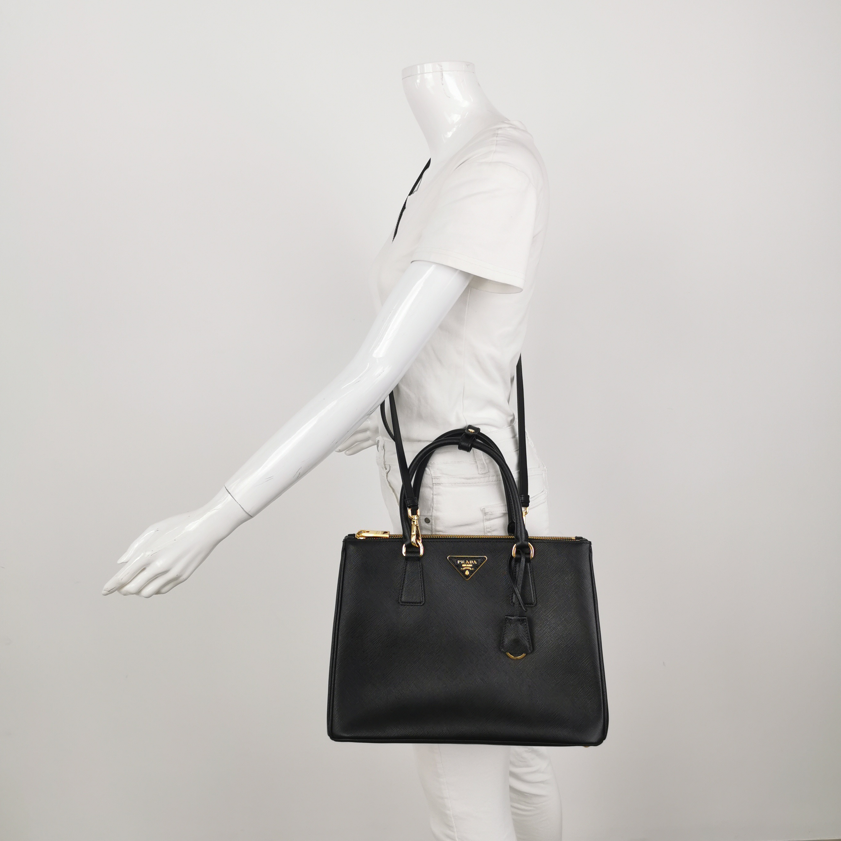 PRADA Galleria Double Zip Tote Saffiano Leather Large — alternate view