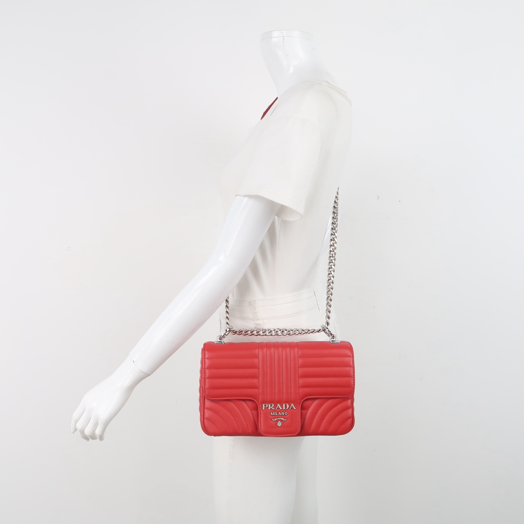Prada Chain Flap Shoulder Bag Diagramme Quilted Leather Medium — alternate view