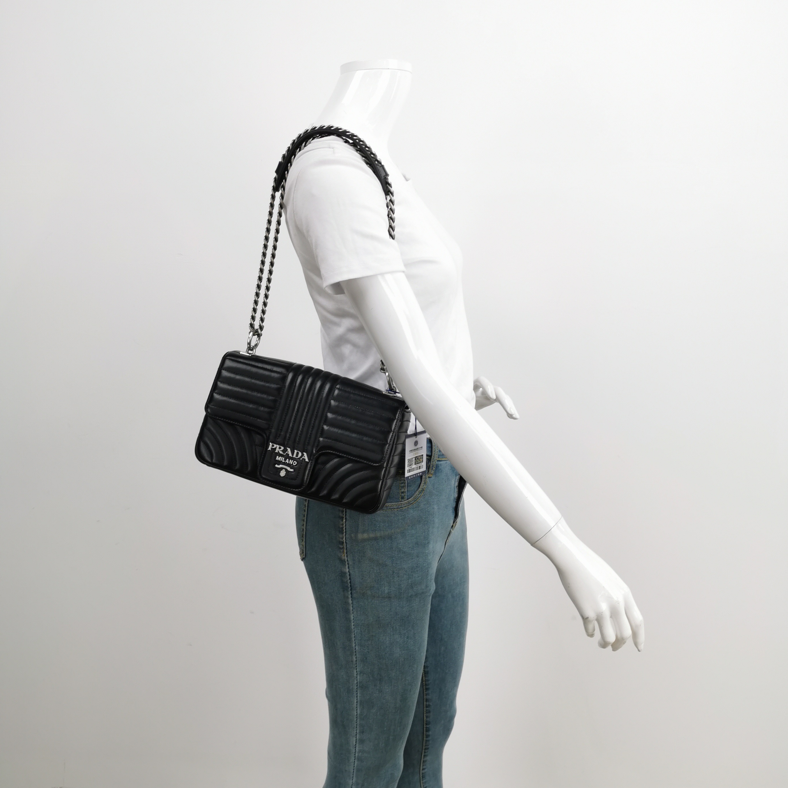 Prada Chain Flap Shoulder Bag Diagramme Quilted Leather Medium — alternate view
