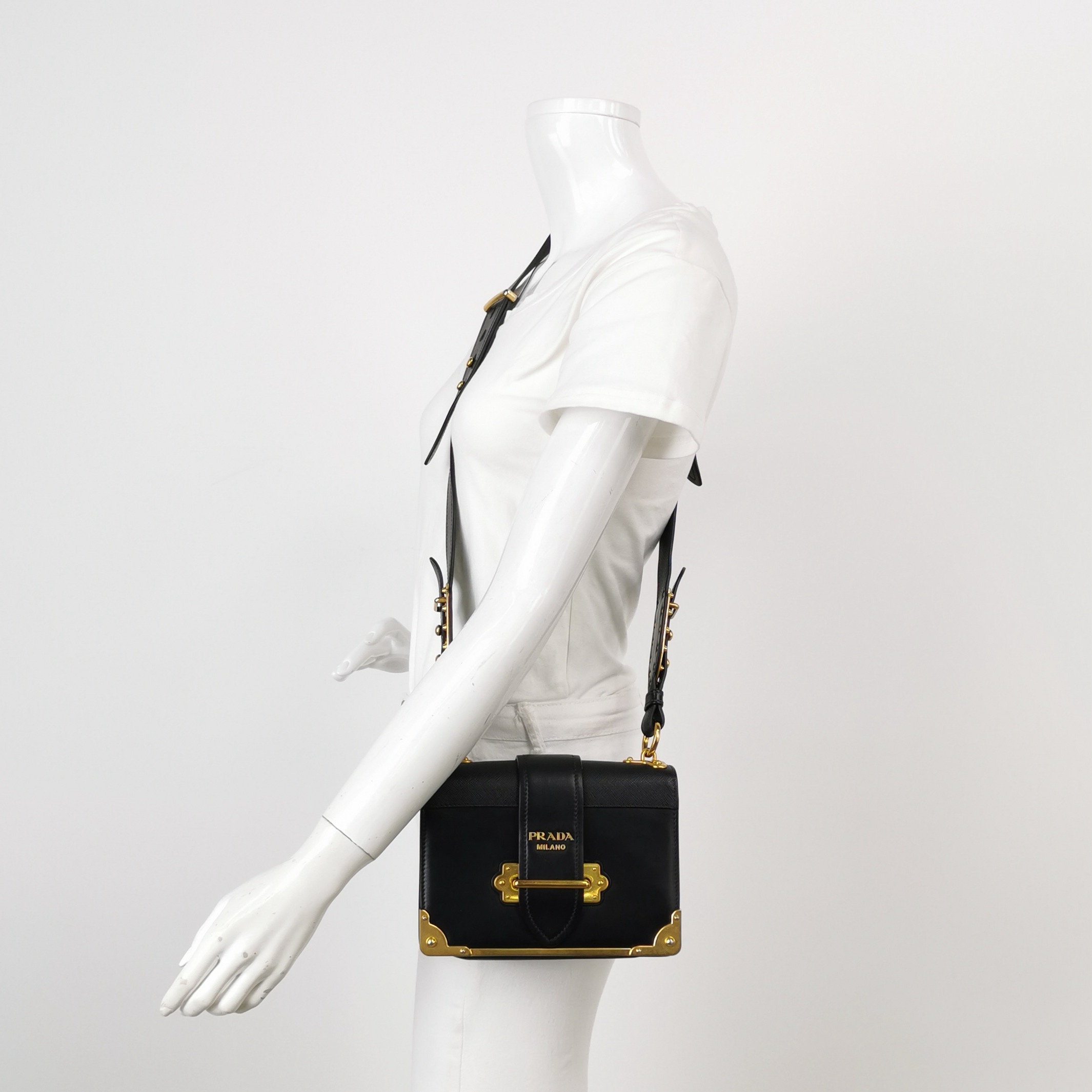 Prada Cahier Crossbody Bag Leather and Saffiano Leather Small — alternate view