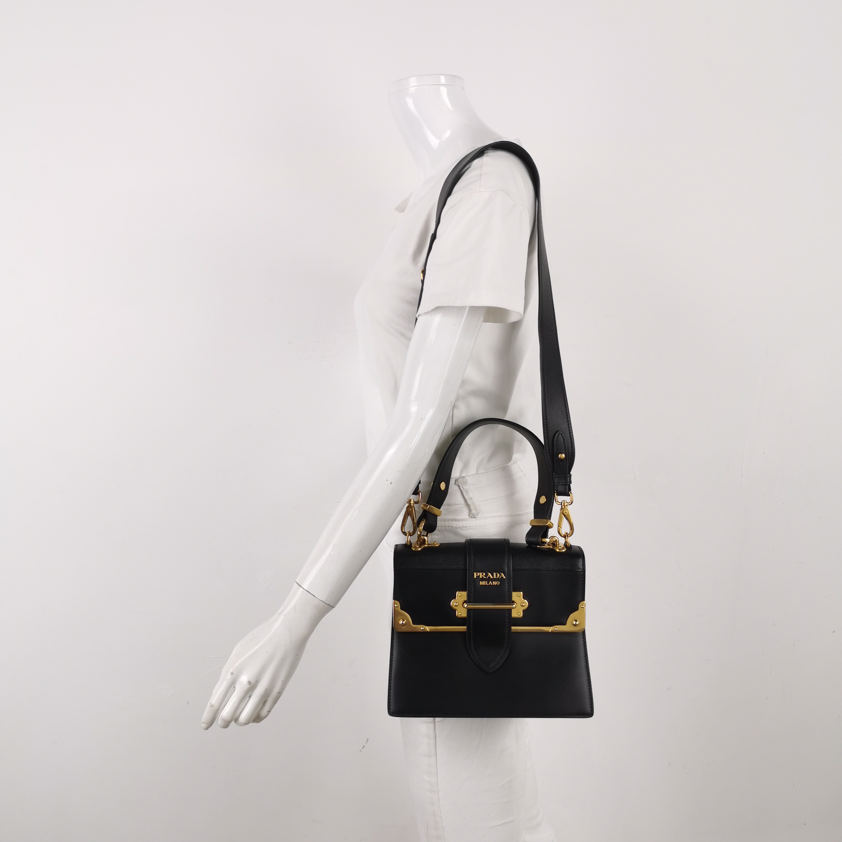 Prada Cahier Convertible Shoulder Bag City Calf and Saffiano — alternate view