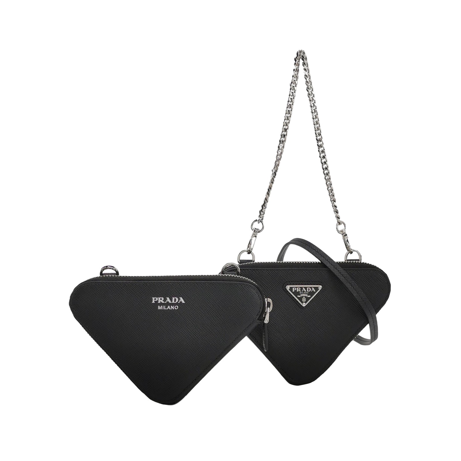 Prada Triangle Pouch Bag with Chain Leather Mini — photo 1 of 13