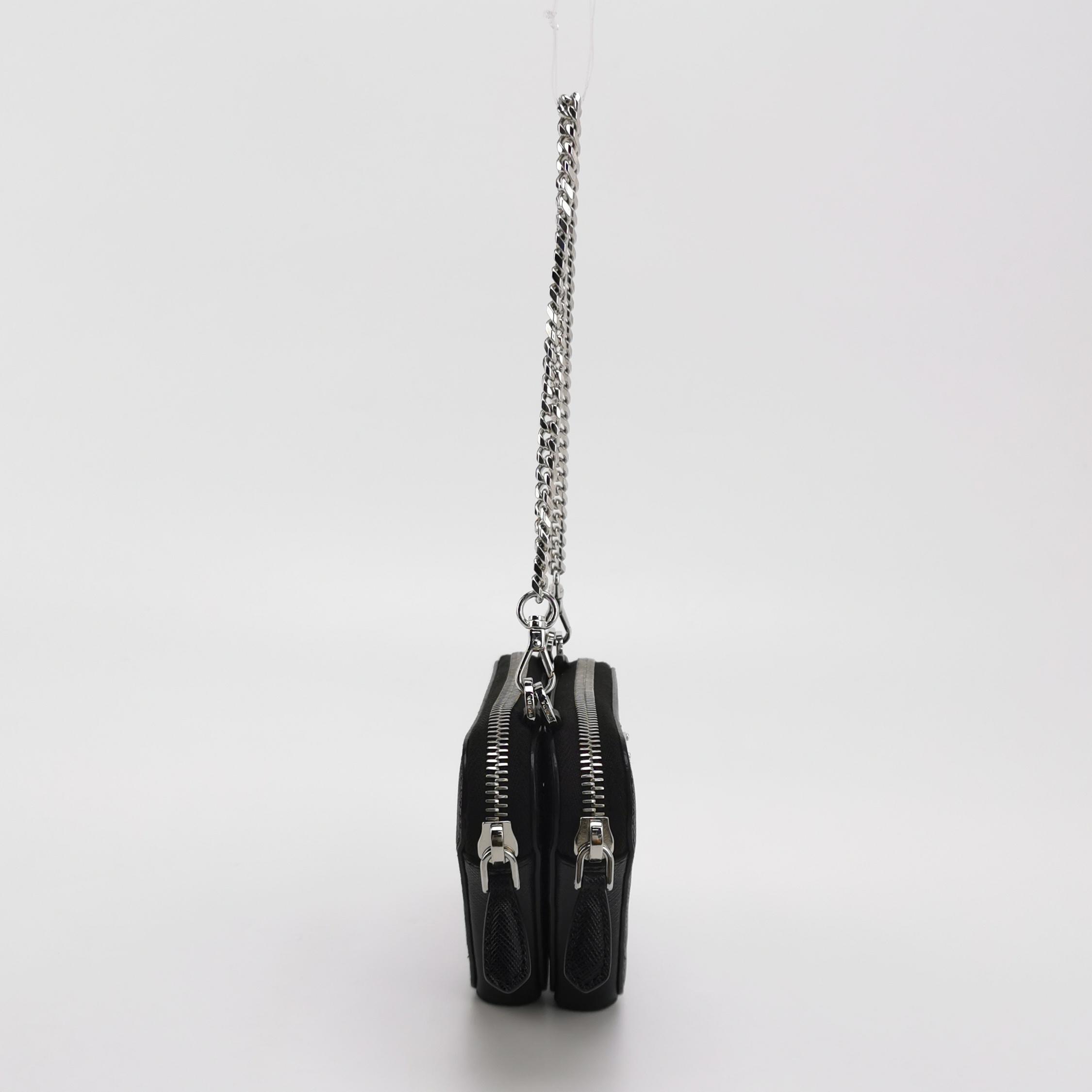 Prada Triangle Pouch Bag with Chain Leather Mini — photo 5 of 13