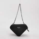 Prada Triangle Pouch Bag with Chain Leather Mini — thumbnail 3