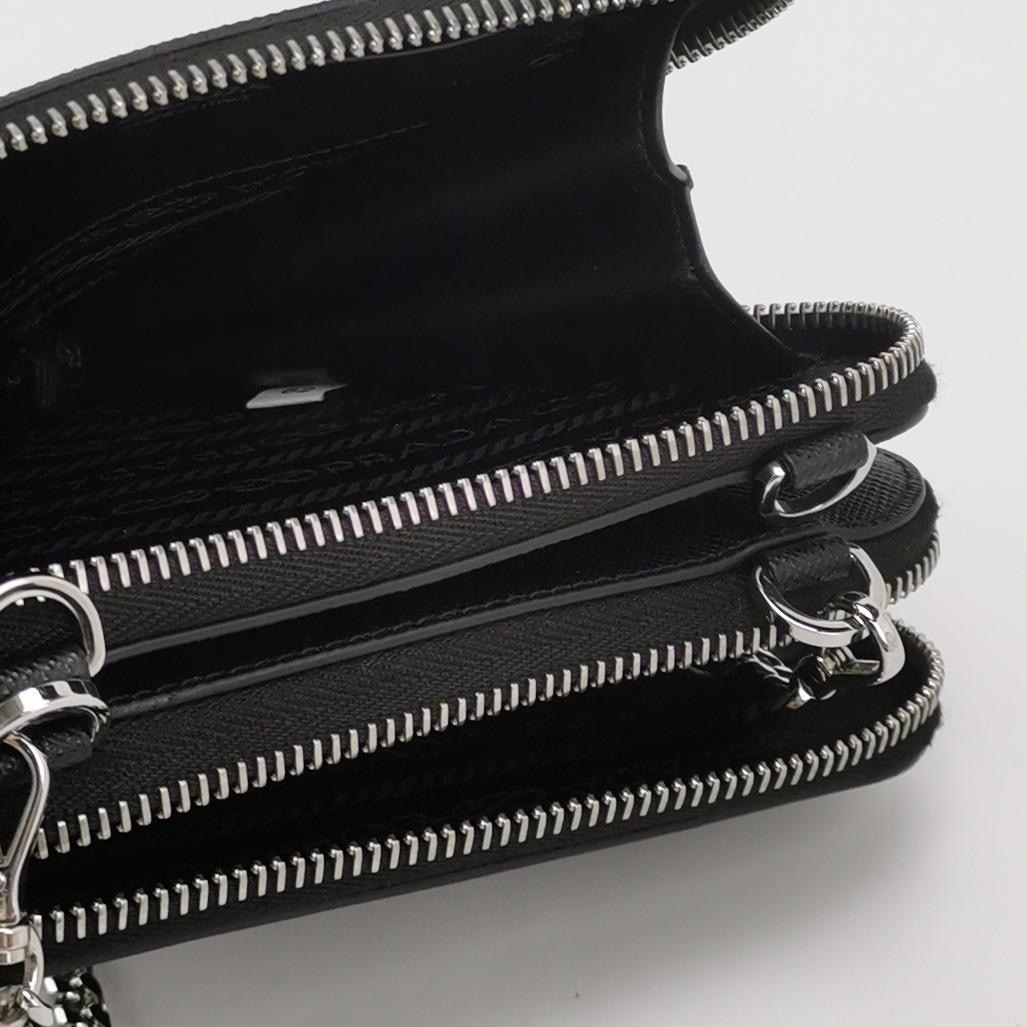 Prada Triangle Pouch Bag with Chain Leather Mini — photo 7 of 13