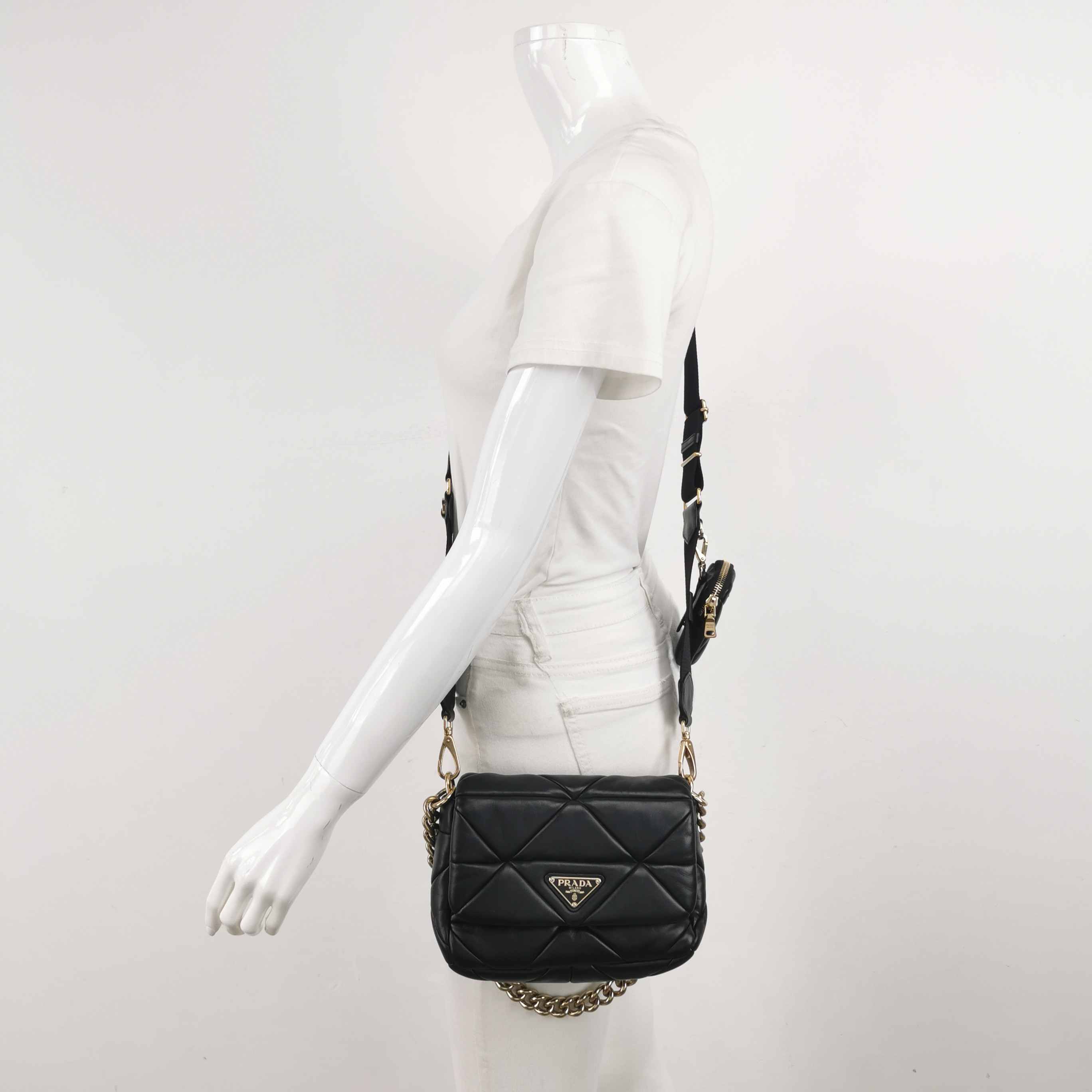 Prada System Flap Shoulder Bag Quilted Nappa Leather Small — alternate view