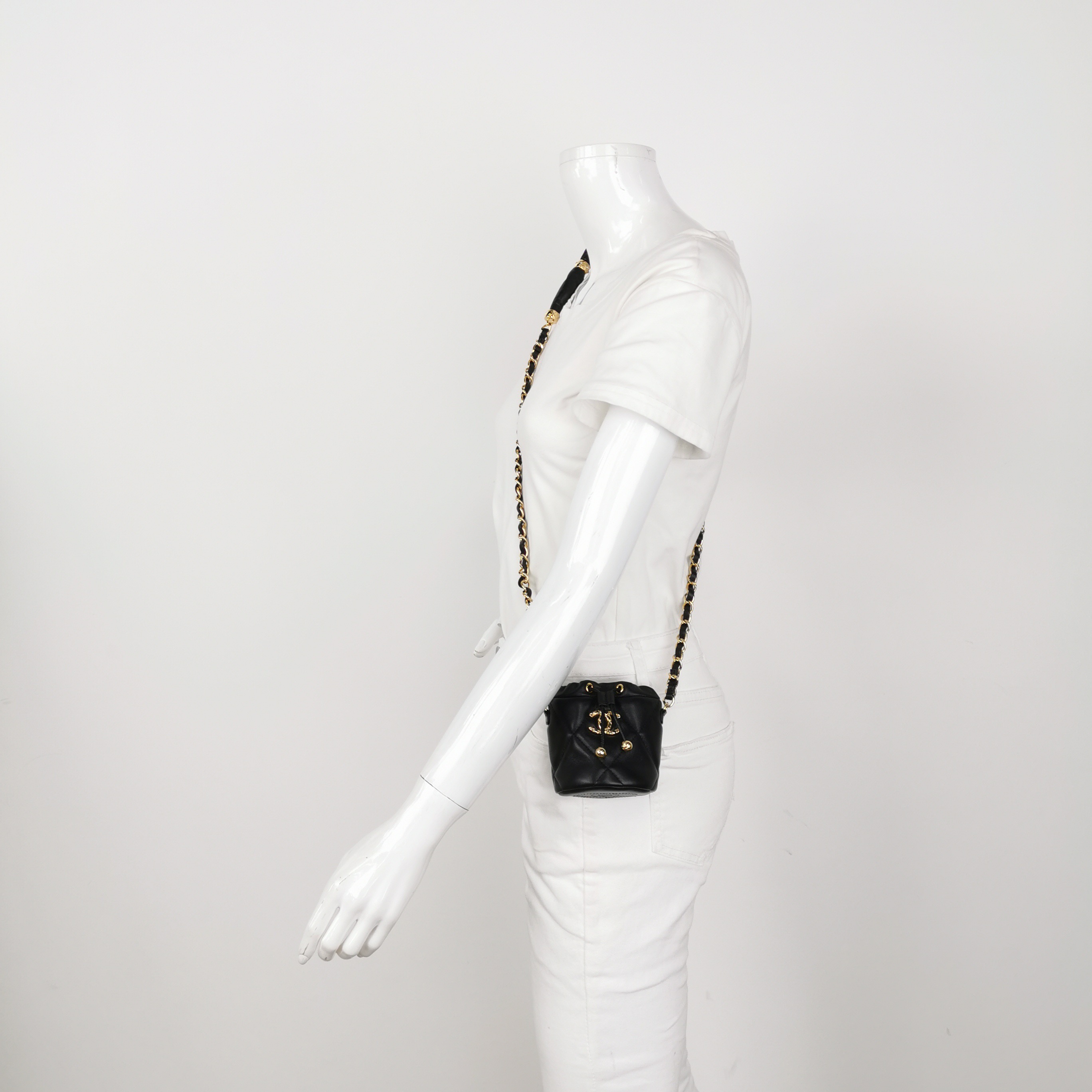 Chanel Drawstring Bucket Bag Quilted Caviar Mini — alternate view