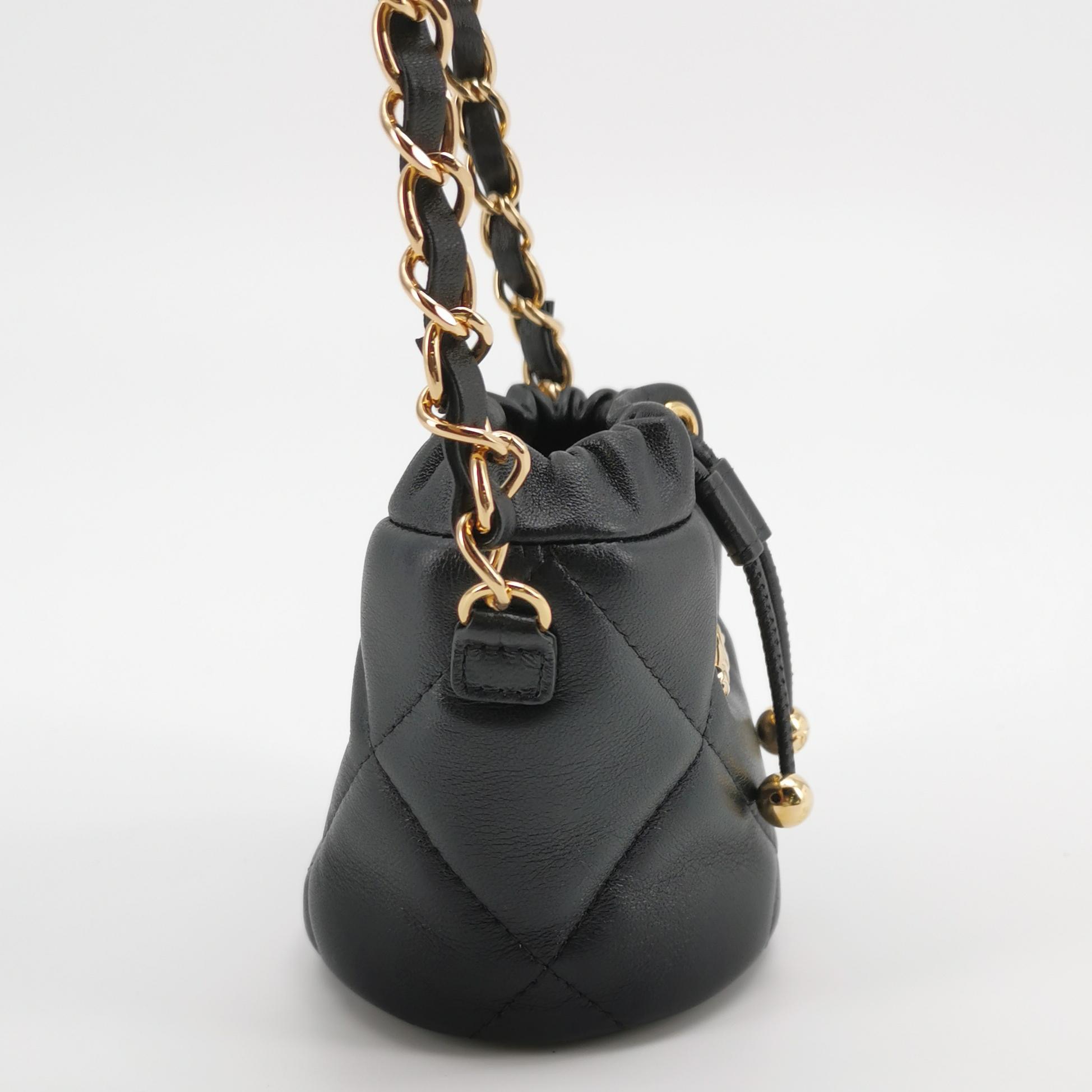 Chanel Drawstring Bucket Bag Quilted Caviar Mini — photo 5 of 14