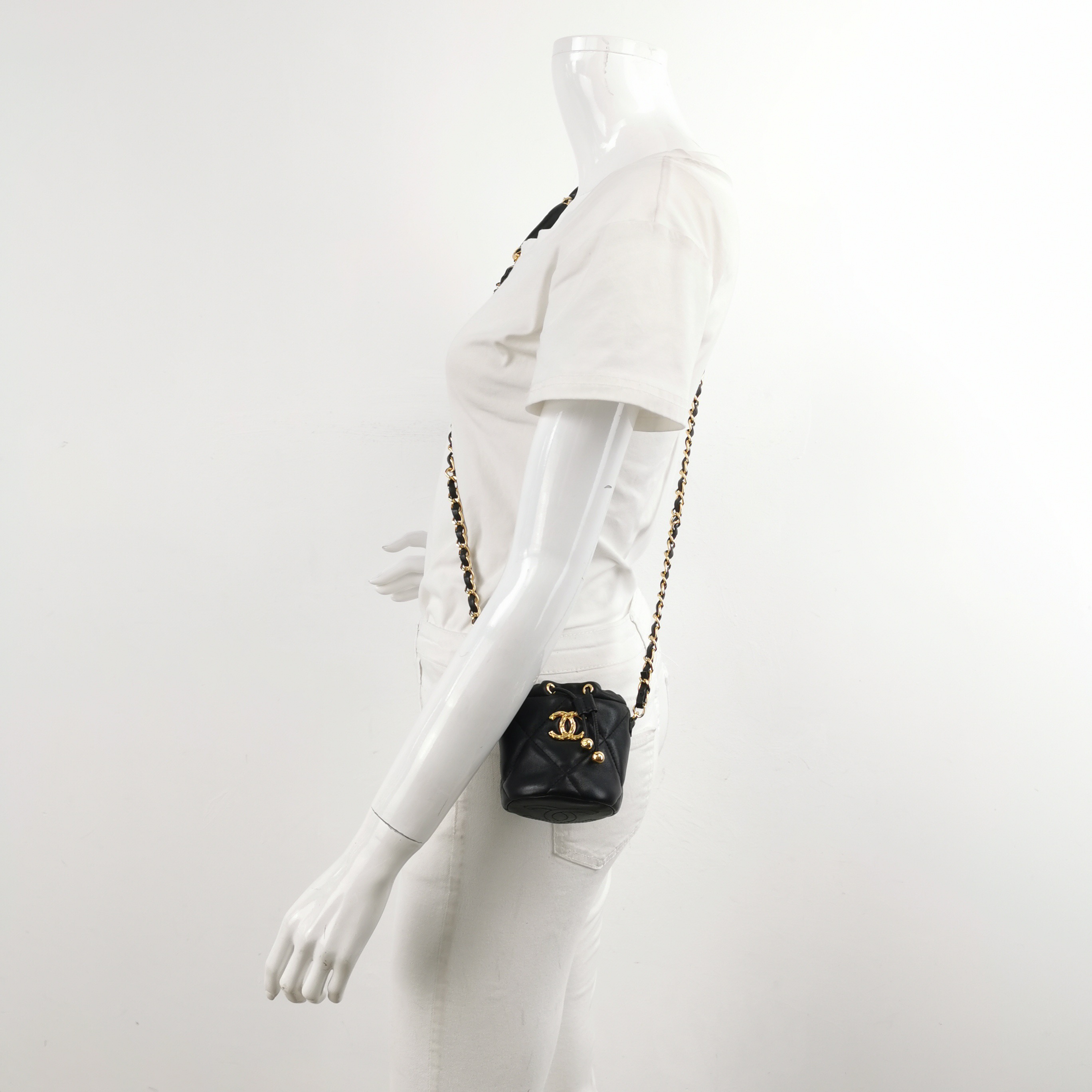 Chanel Drawstring Bucket Bag Quilted Caviar Mini — alternate view