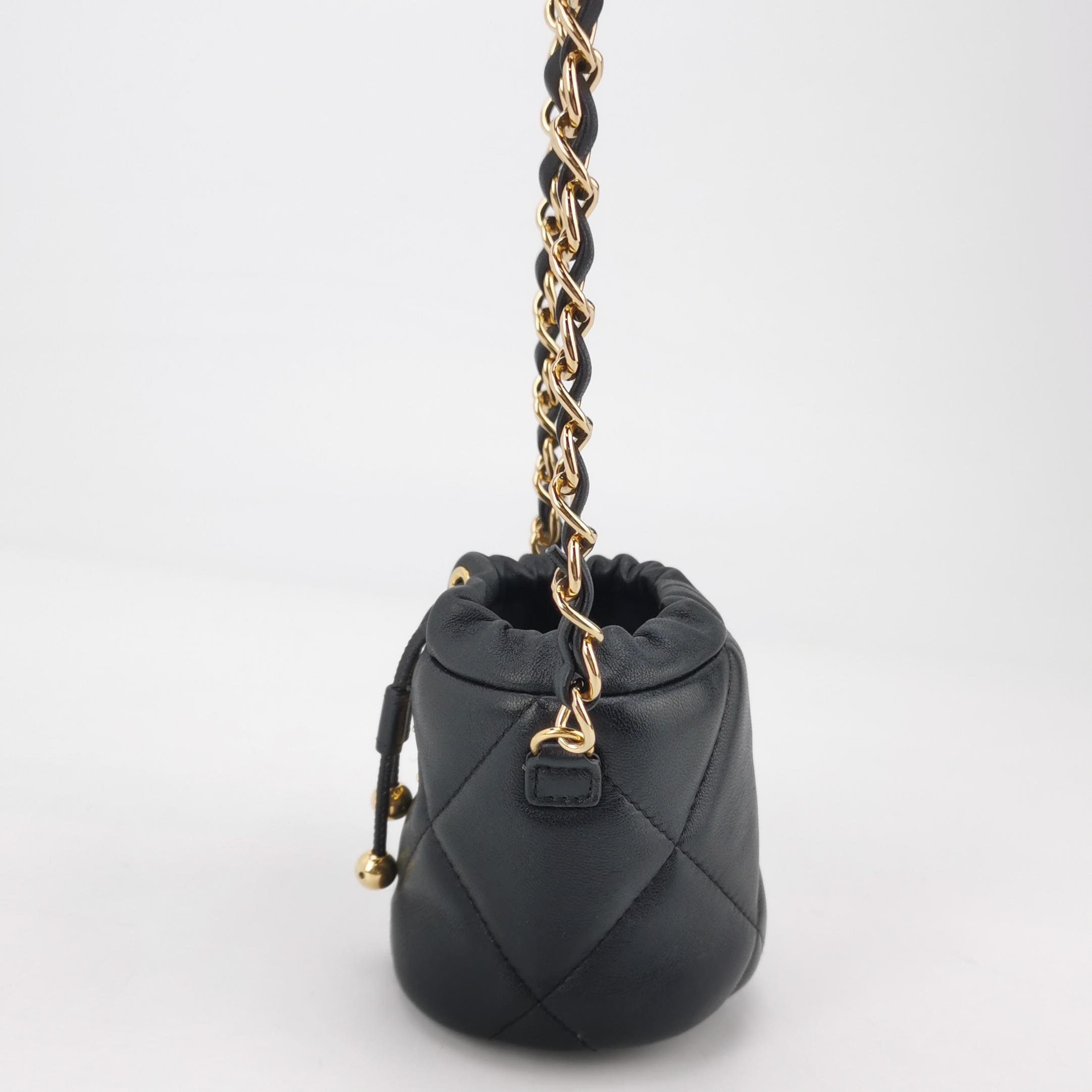 Chanel Drawstring Bucket Bag Quilted Caviar Mini — photo 4 of 17