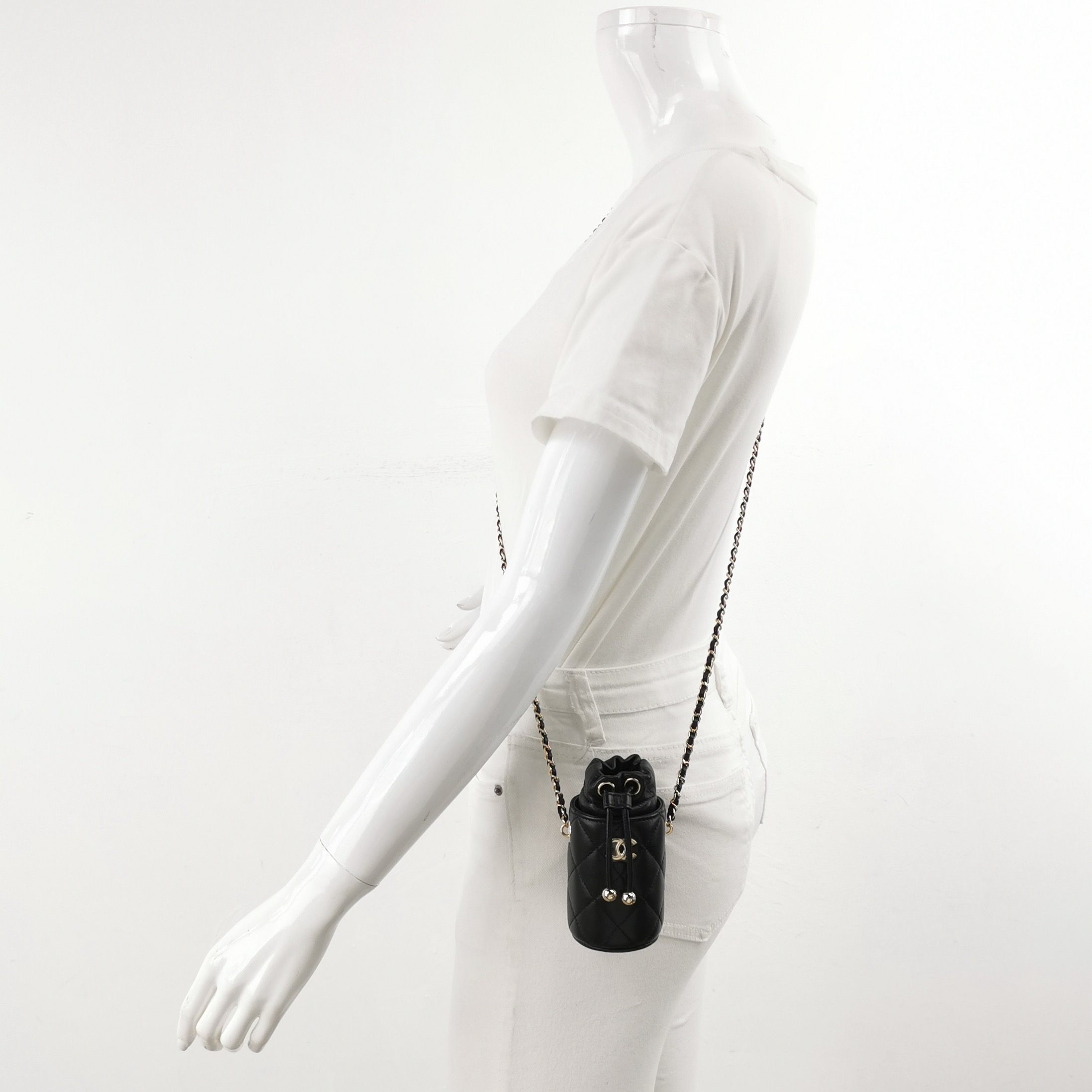 Chanel Drawstring Bucket Bag Quilted Caviar Mini — alternate view