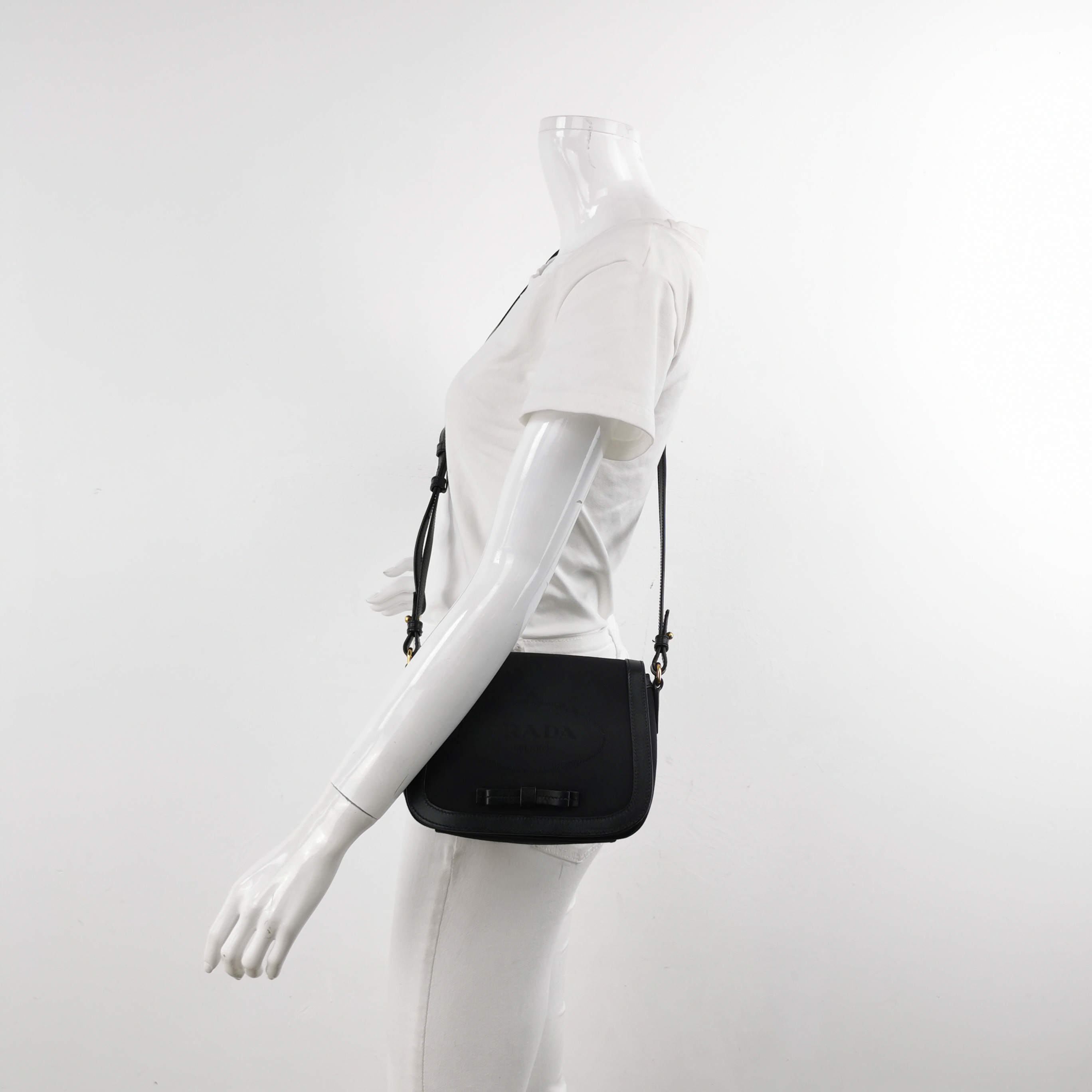 Prada Logo Flap Crossbody Shoulder Bag Saffiano Leather — alternate view